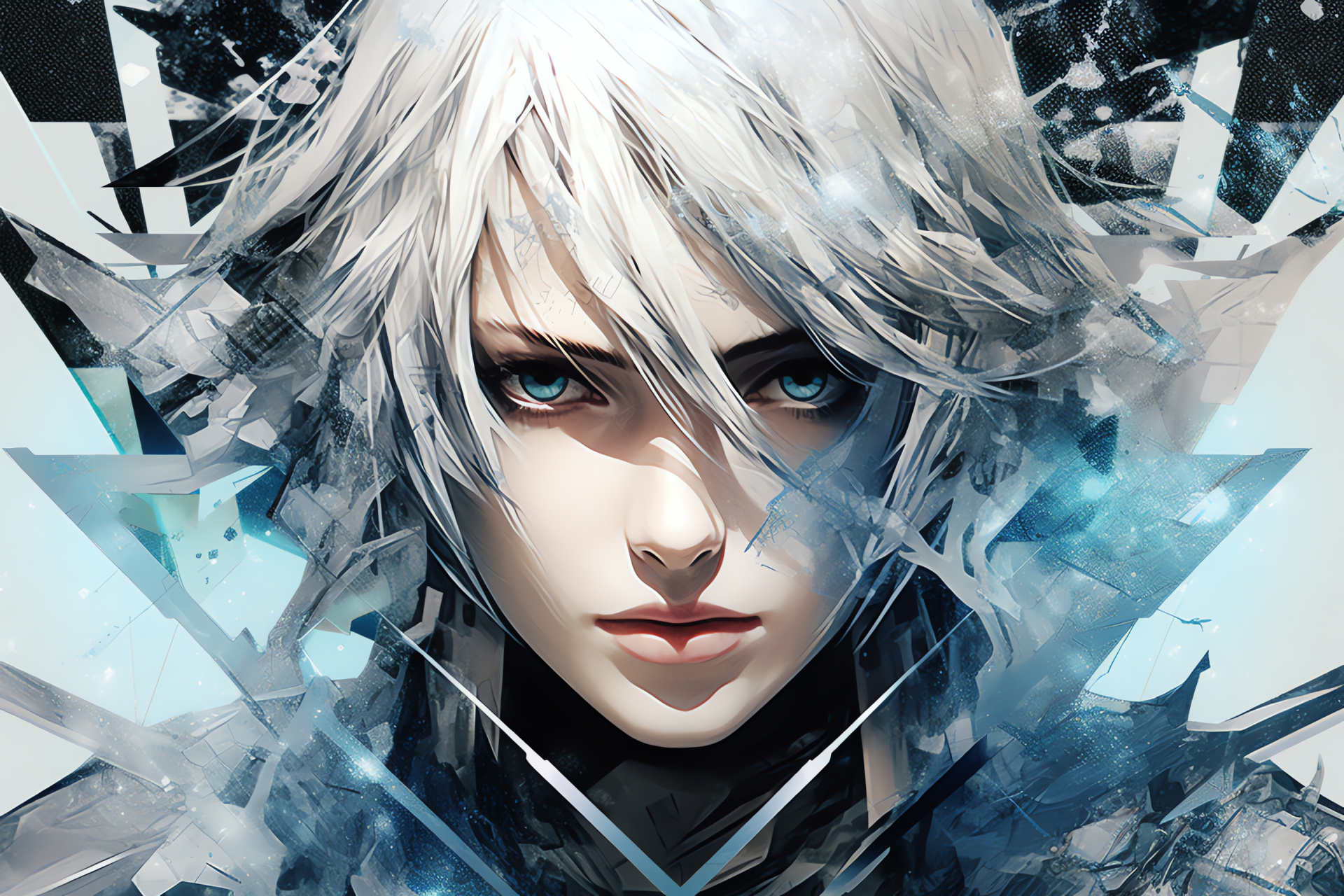 Nier's character depiction, Lustrous silver strands, RPG adventure game, Stylized warrior portrait, Broad Reaver, HD Desktop Image