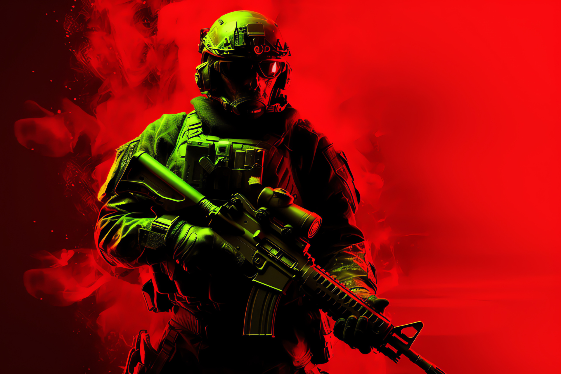 Game iconography, Determined gaze, Combat-ready, Personal armament, Gaming culture, HD Desktop Wallpaper