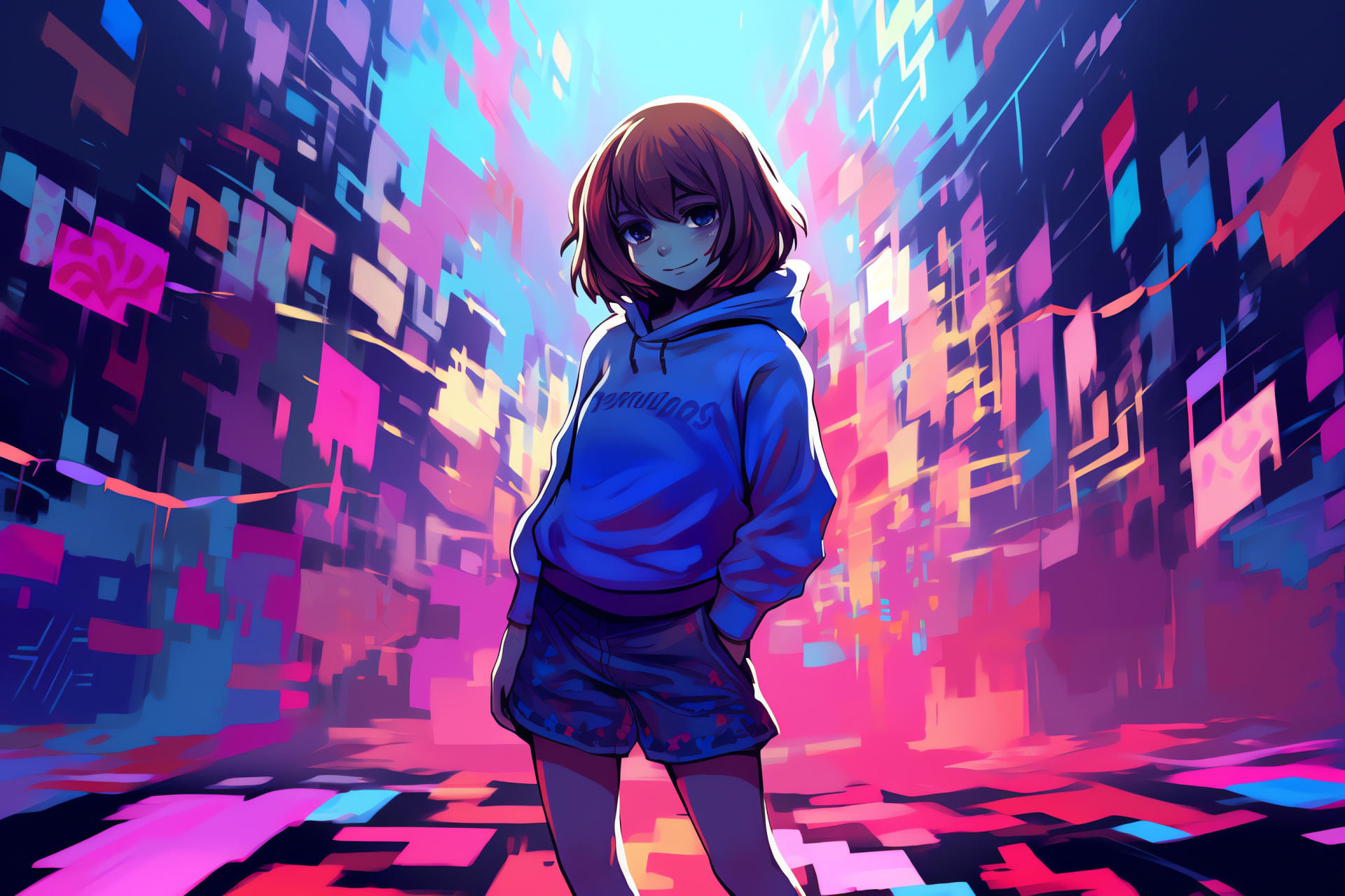 Frisk, Undertale hero, Digital game scene, Brave adventurer, Role-playing gameplay, HD Desktop Wallpaper