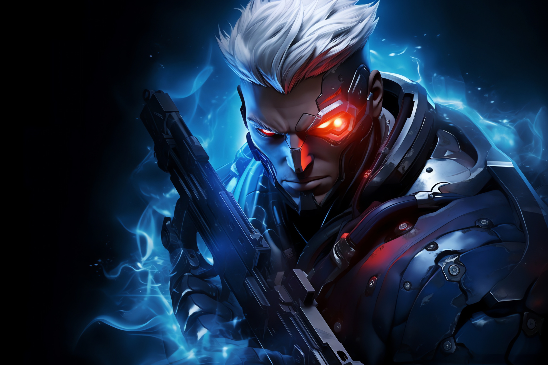 Overwatch Soldier 76, Marksmanship visor, Battalion leader, Futuristic weapon, Heroic stance, HD Desktop Image