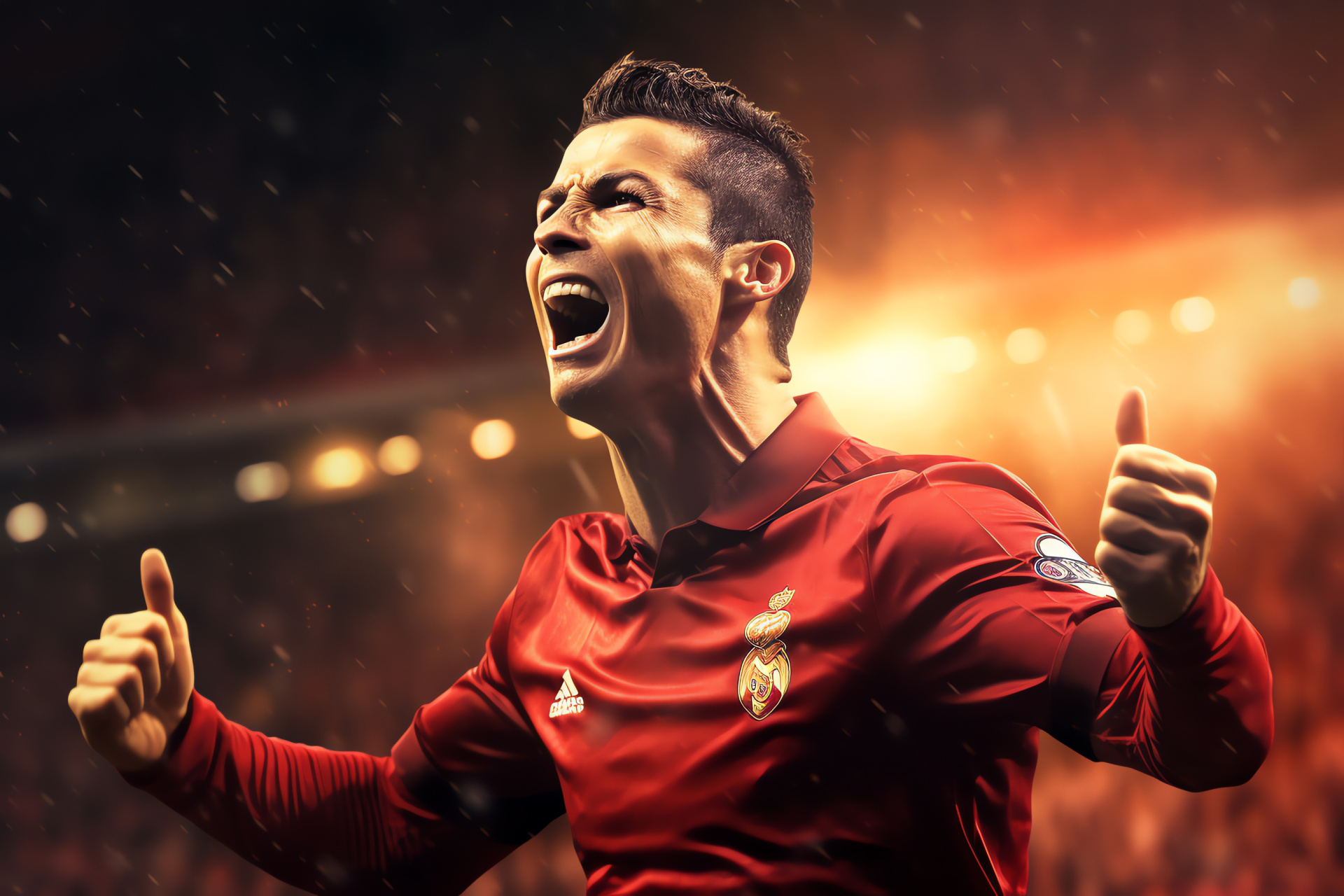 Cristiano Ronaldo, Celebratory moment, Soccer accomplishment, Team camaraderie, Sporting victory, HD Desktop Wallpaper