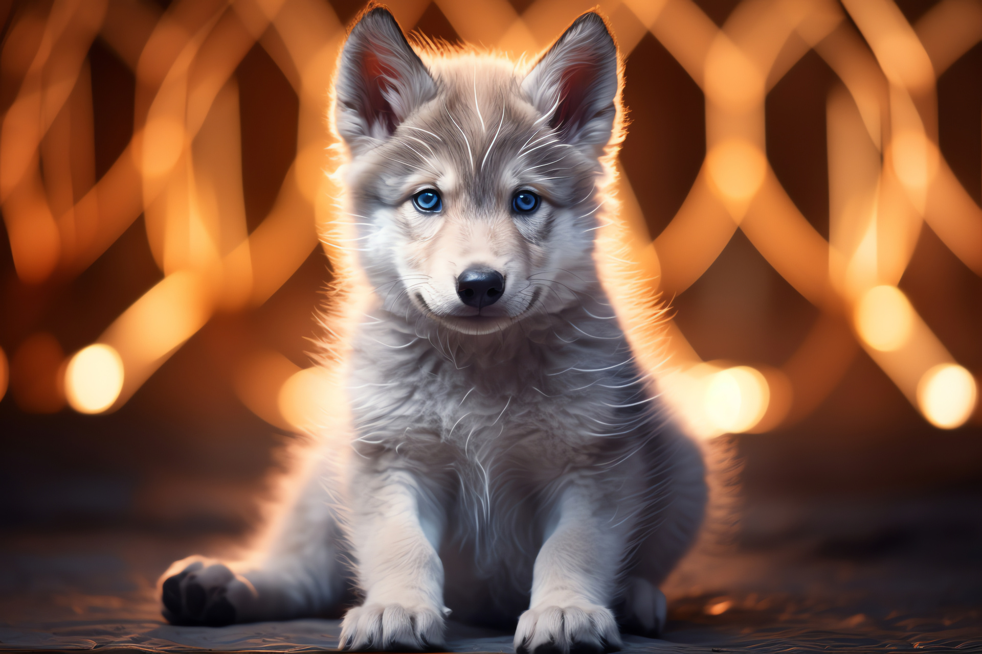 Lupine youth, wolf cub, juvenile canid, energy lines, young predator, HD Desktop Image