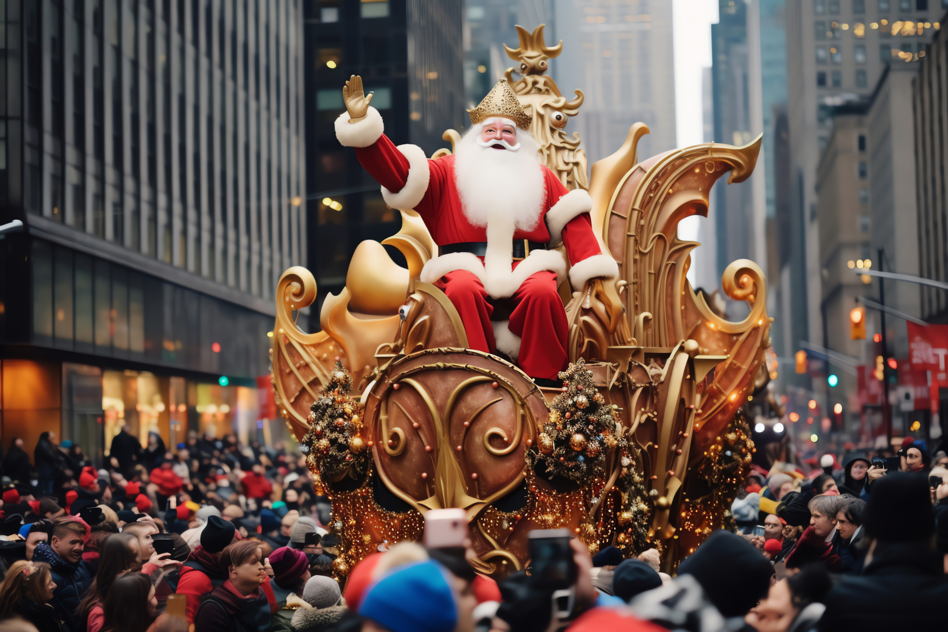 Father Christmas New York, Sleigh bells Manhattan, Rockefeller holiday icon, Urban skyline winter, Metropolis December festivities, HD Desktop Wallpaper