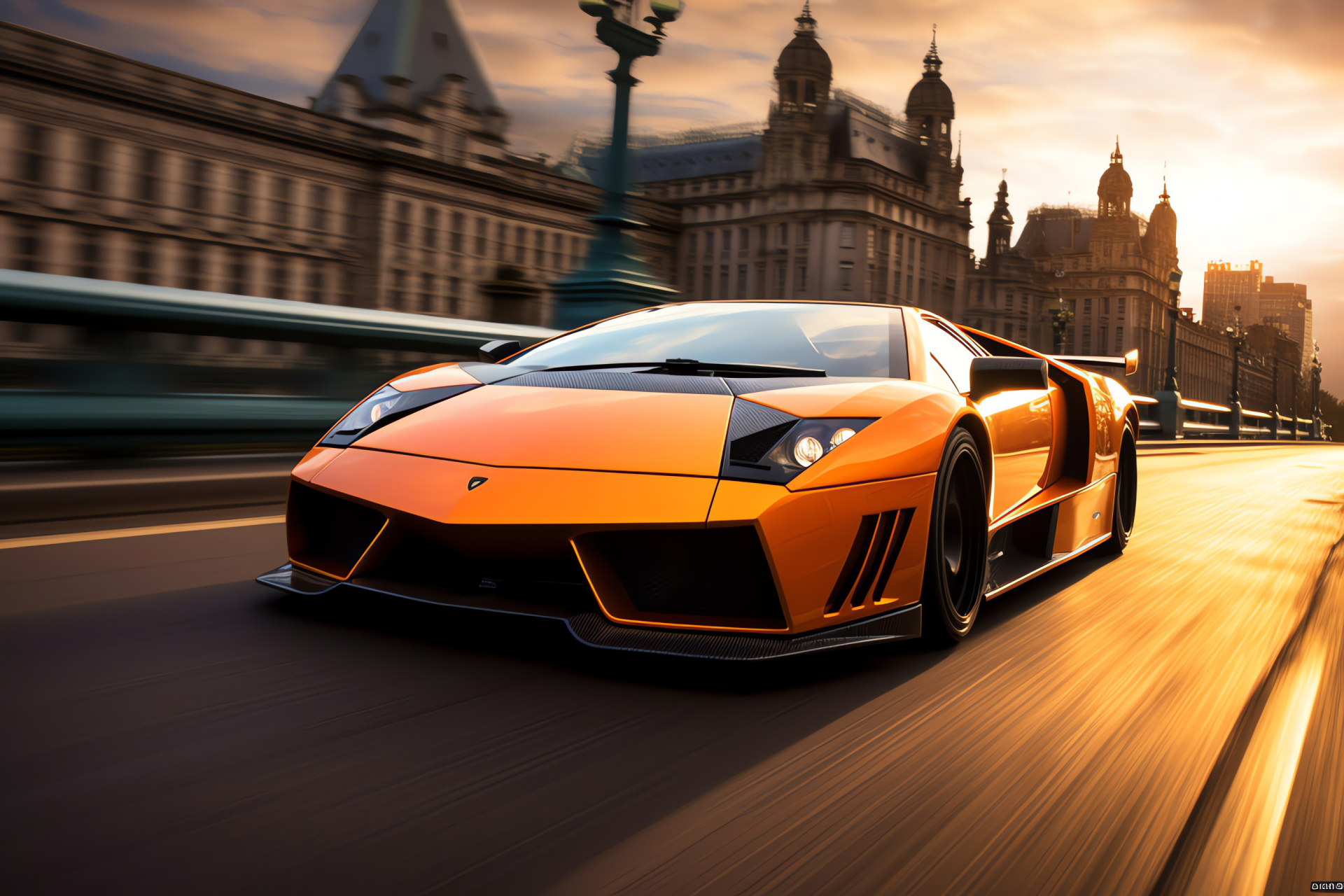 London city Lamborghini showcase, Murcielago SV sighting, British capital driving, Iconic UK landmarks, Stylish vehicle presence, HD Desktop Image