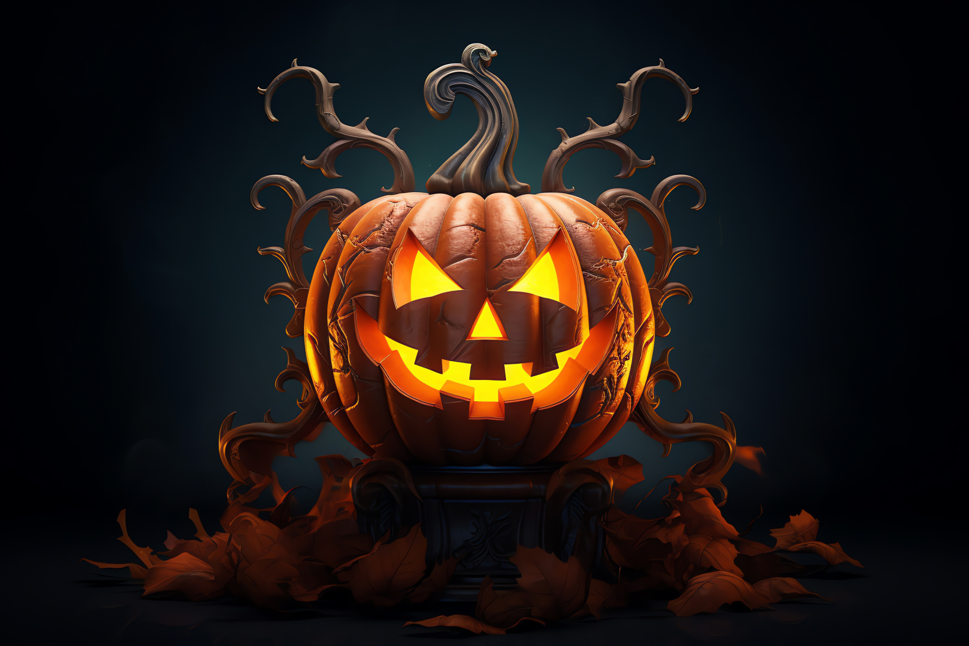 Jack-o'-lantern, Eerie atmosphere, Carved pumpkin, Luminescent festival, All Hallows' Eve, HD Desktop Image