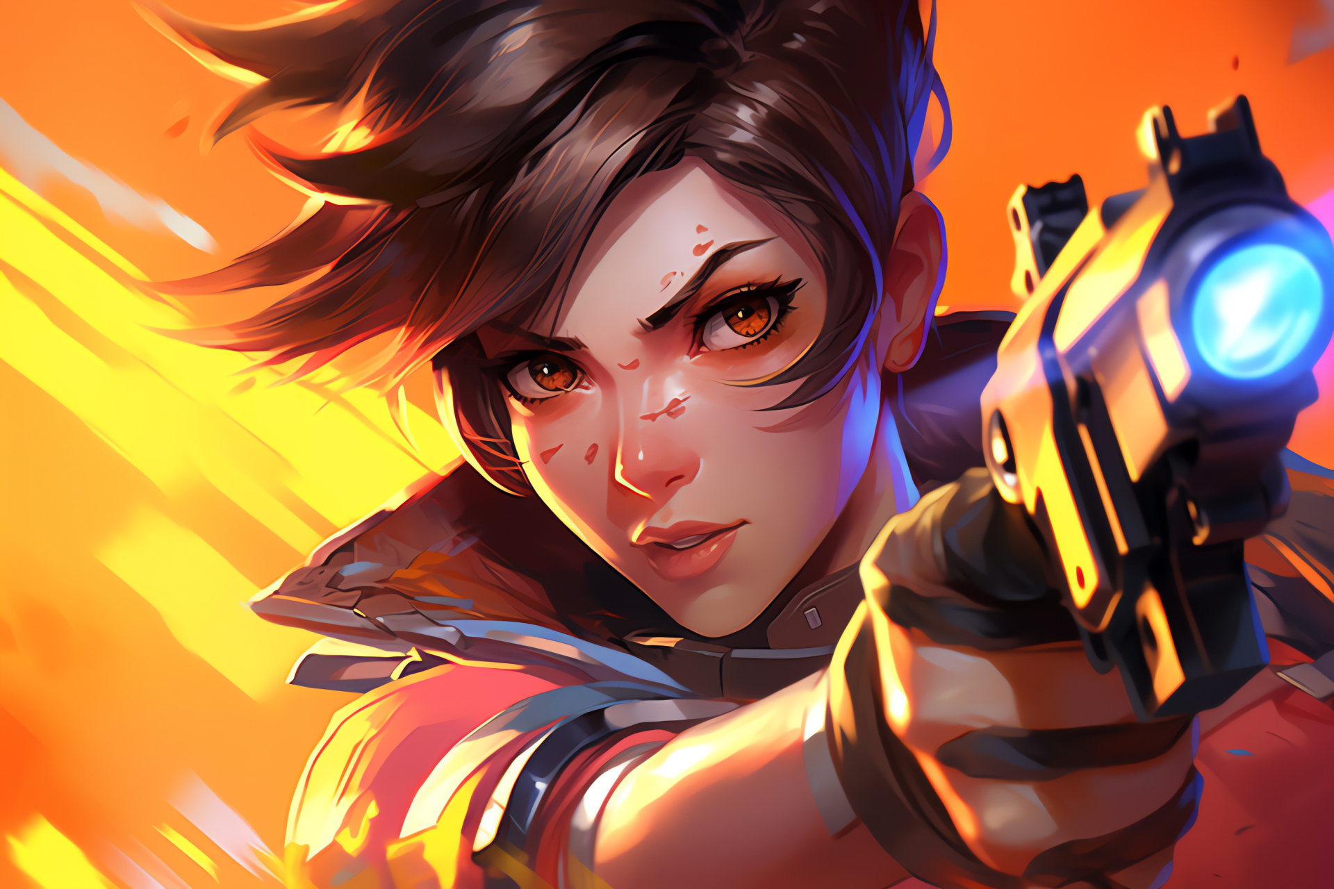Tracer identity, Overwatch agent, Fast-paced gameplay, Sci-fi elements, Bold heroine, HD Desktop Wallpaper