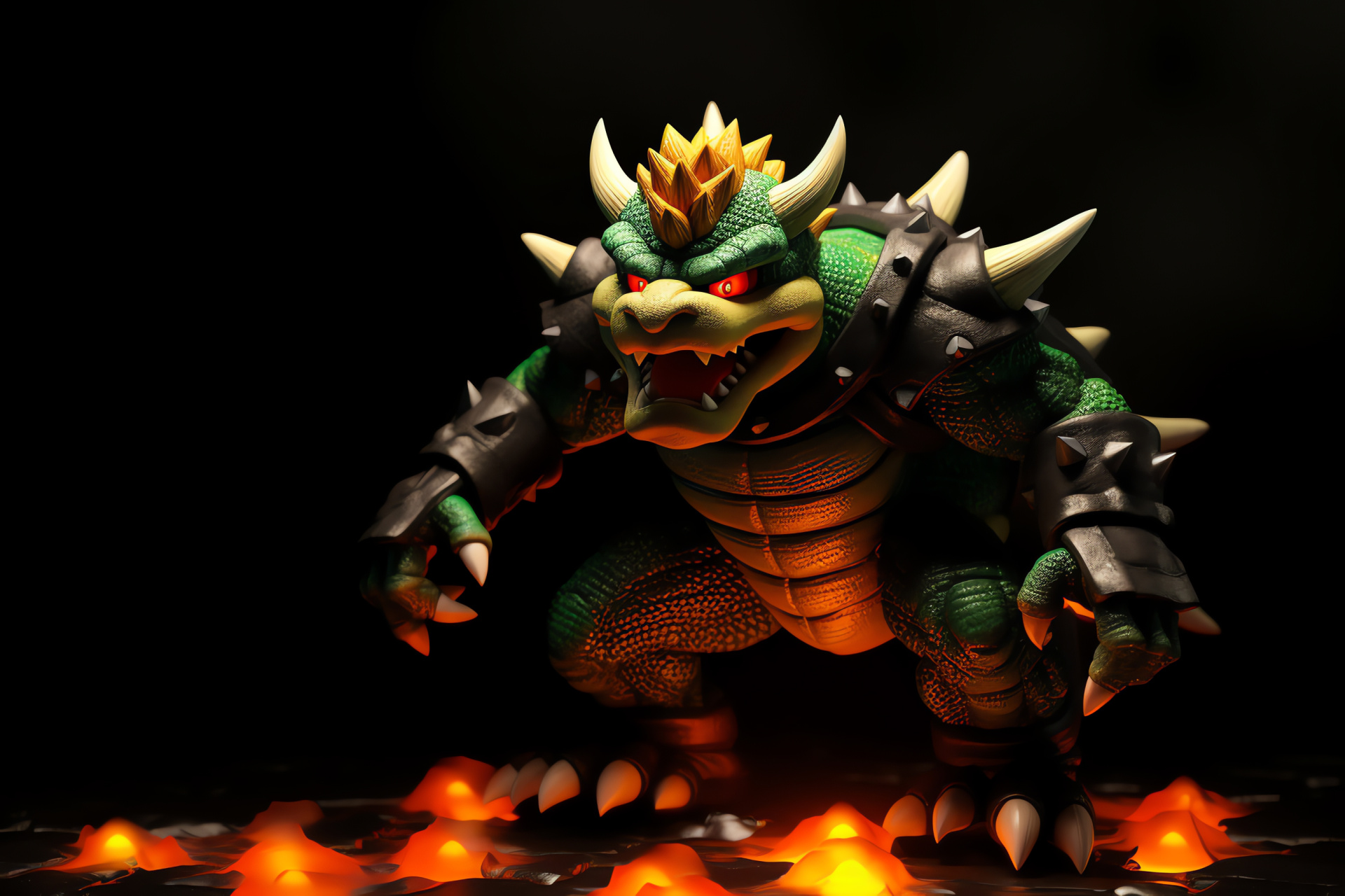 N64 Bowser, Super Mario antagonist, King of Koopas, Green spiked shell, Nintendo character, HD Desktop Wallpaper