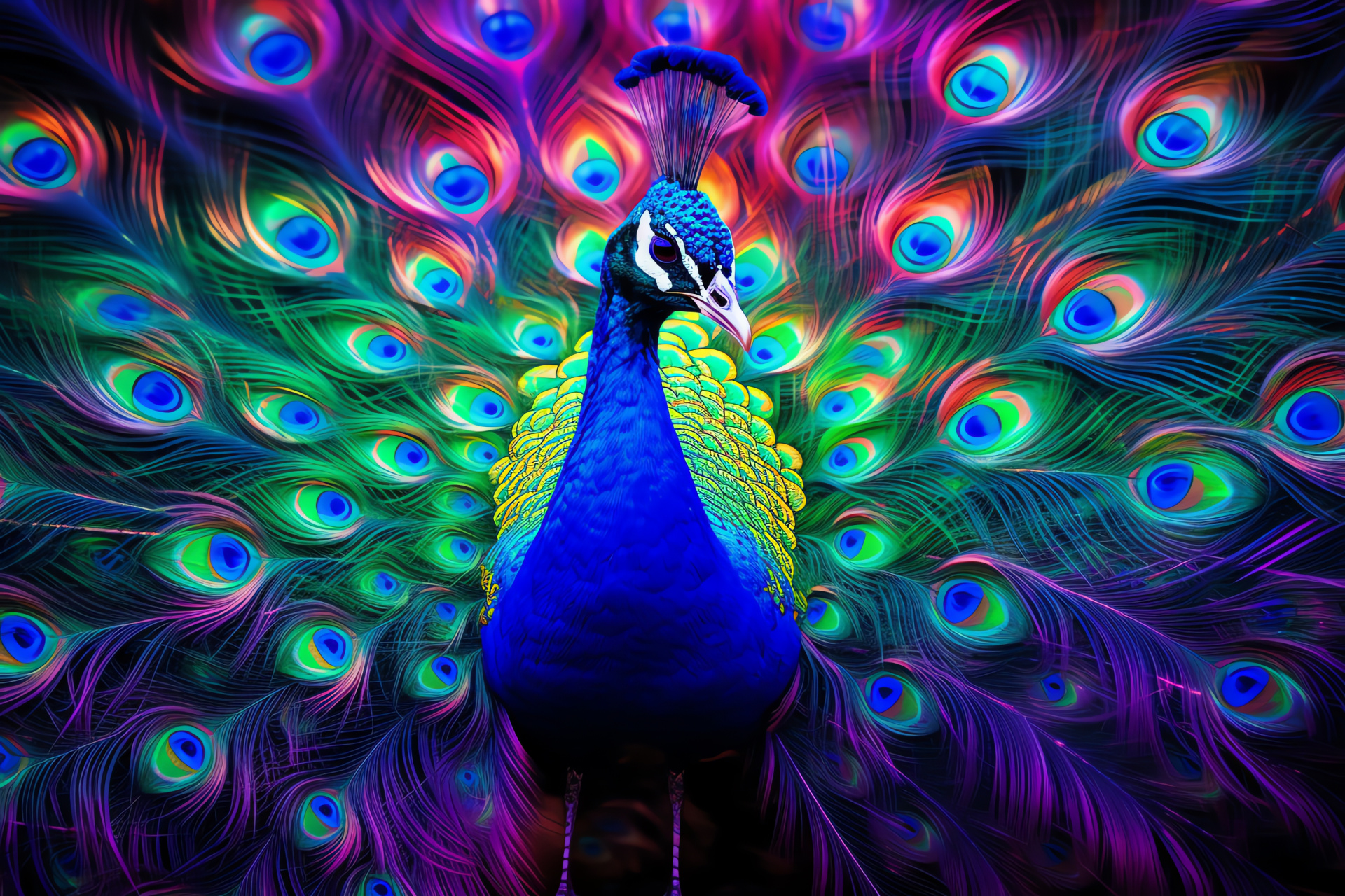 Peacock splendor, Iridescent tail, Bird majesty, Fauna glow, Ornithological beauty, HD Desktop Image