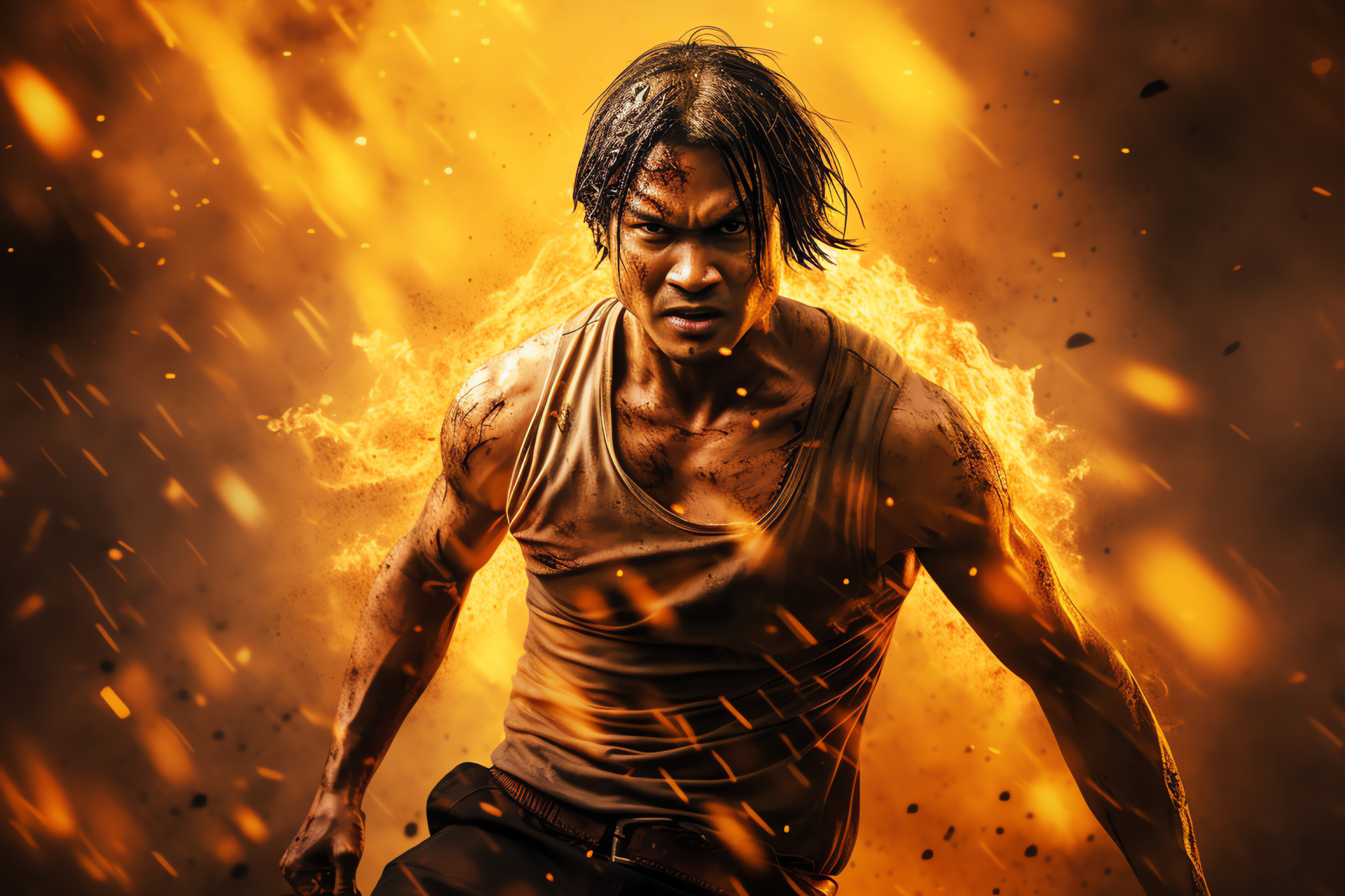 Ong Bak sequel, Tony Jaa in action, Ngek character, Martial arts mastery, Expressive Thai actor, HD Desktop Wallpaper