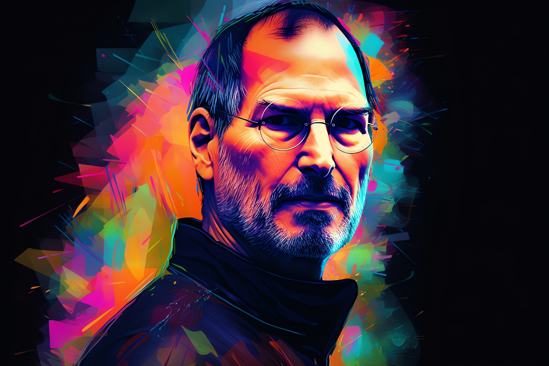 Steve Jobs, Apple co-founder, Keynote speeches, Casual attire, Brand emblem, HD Desktop Image