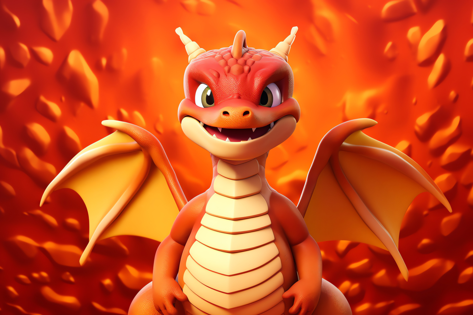 Dragonite creature, Dragon and Flying types, Pokmon powerhouse, Menacing stare, Game icon, HD Desktop Image