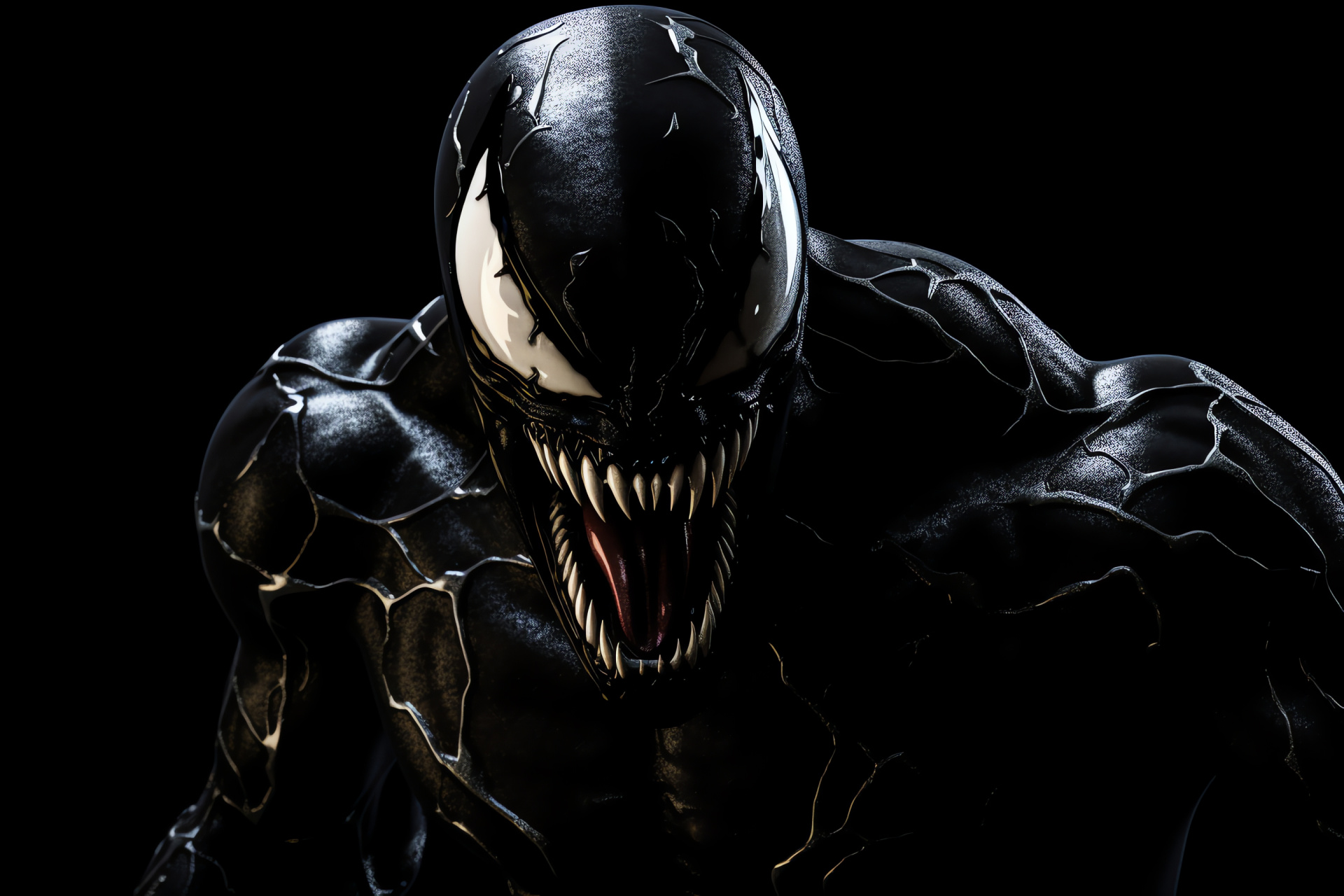 Venom character, Sinister symbiote, Tendril display, Marvel antagonist, Alien features, HD Desktop Image