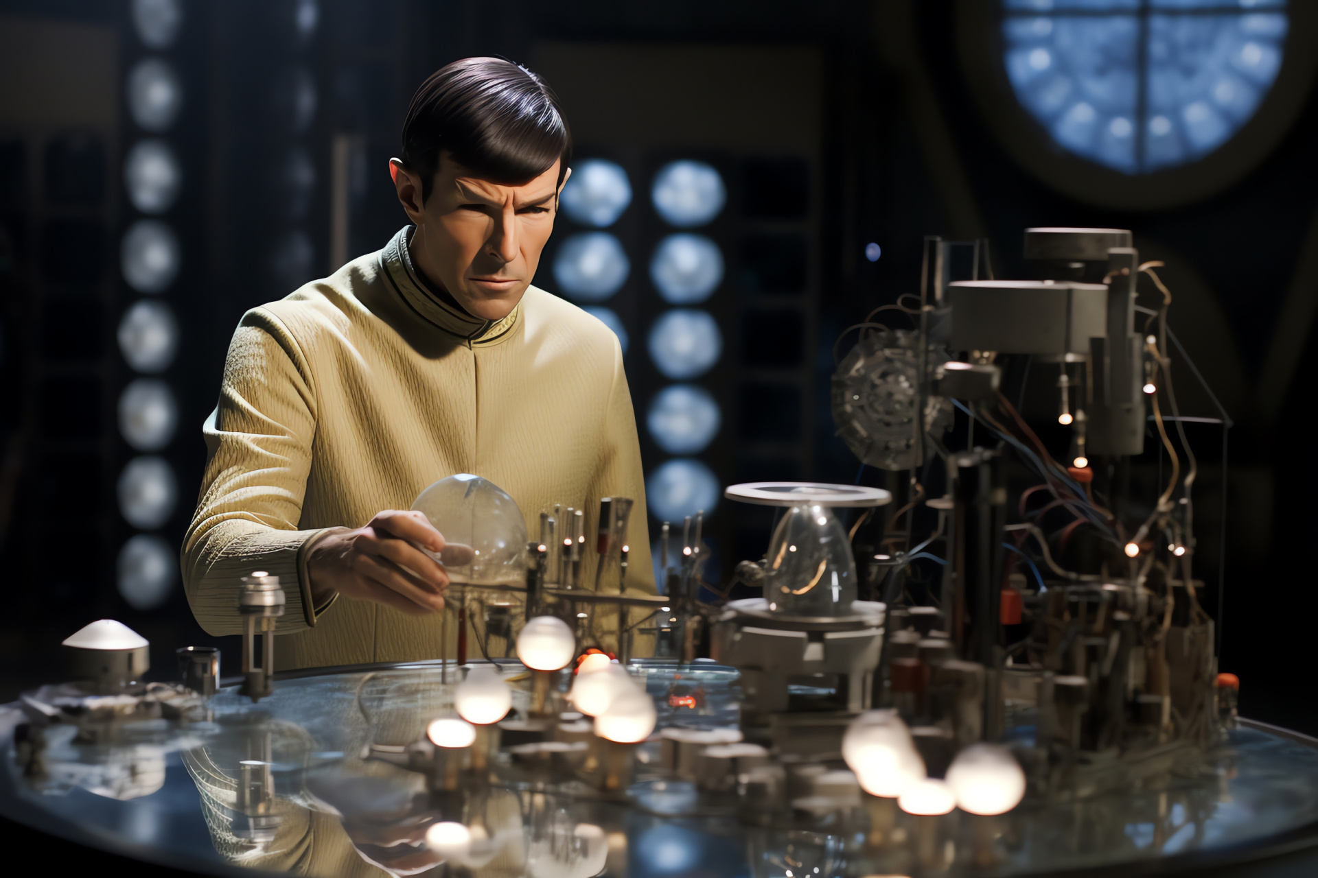 Mr. Spock on Starship, Science officer, Iconic television show, Space voyage drama, Fictional scientist, HD Desktop Image