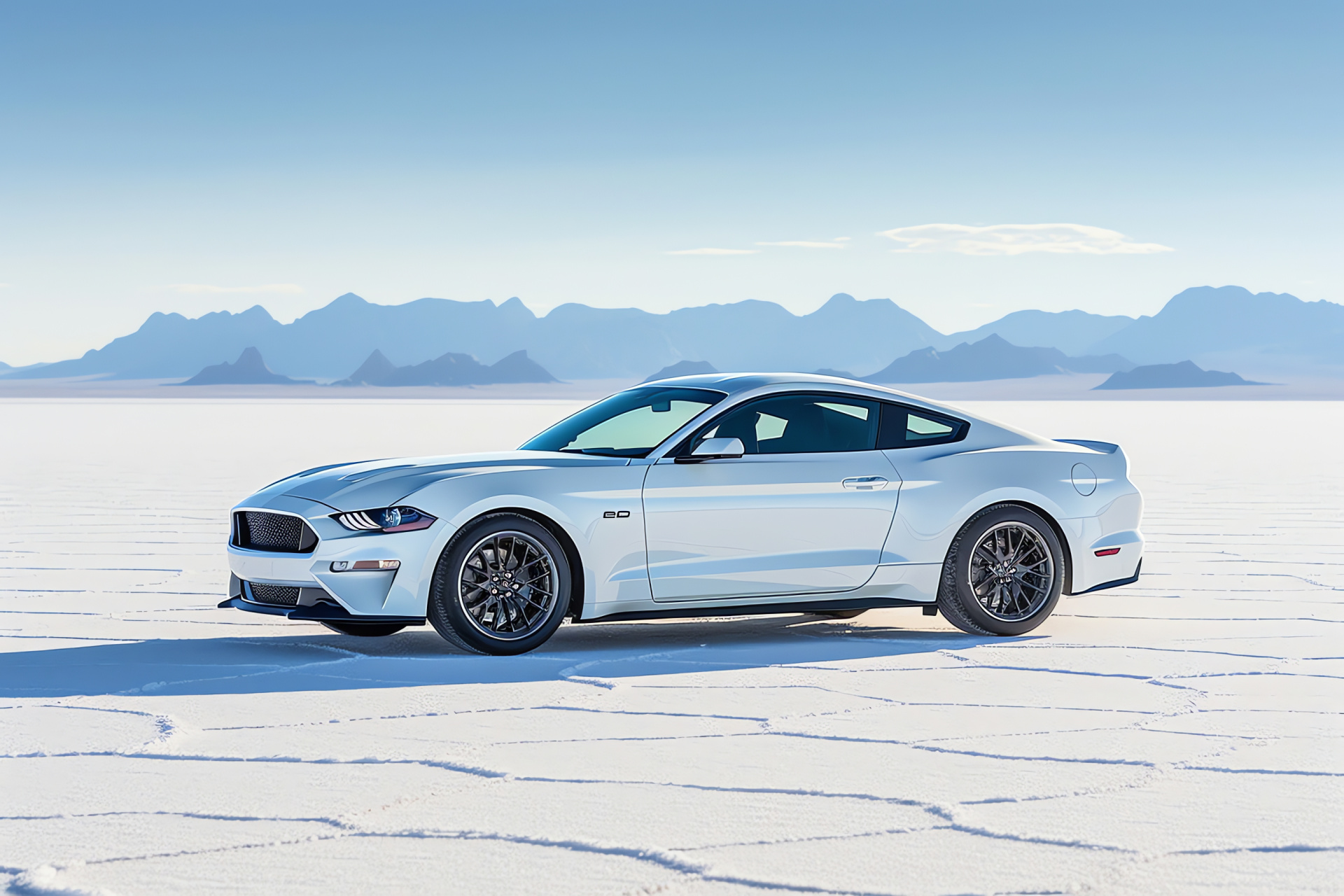 Ford Mustang, Bonneville flats, Speed contest, Unending terrain, Expansive horizon, HD Desktop Wallpaper