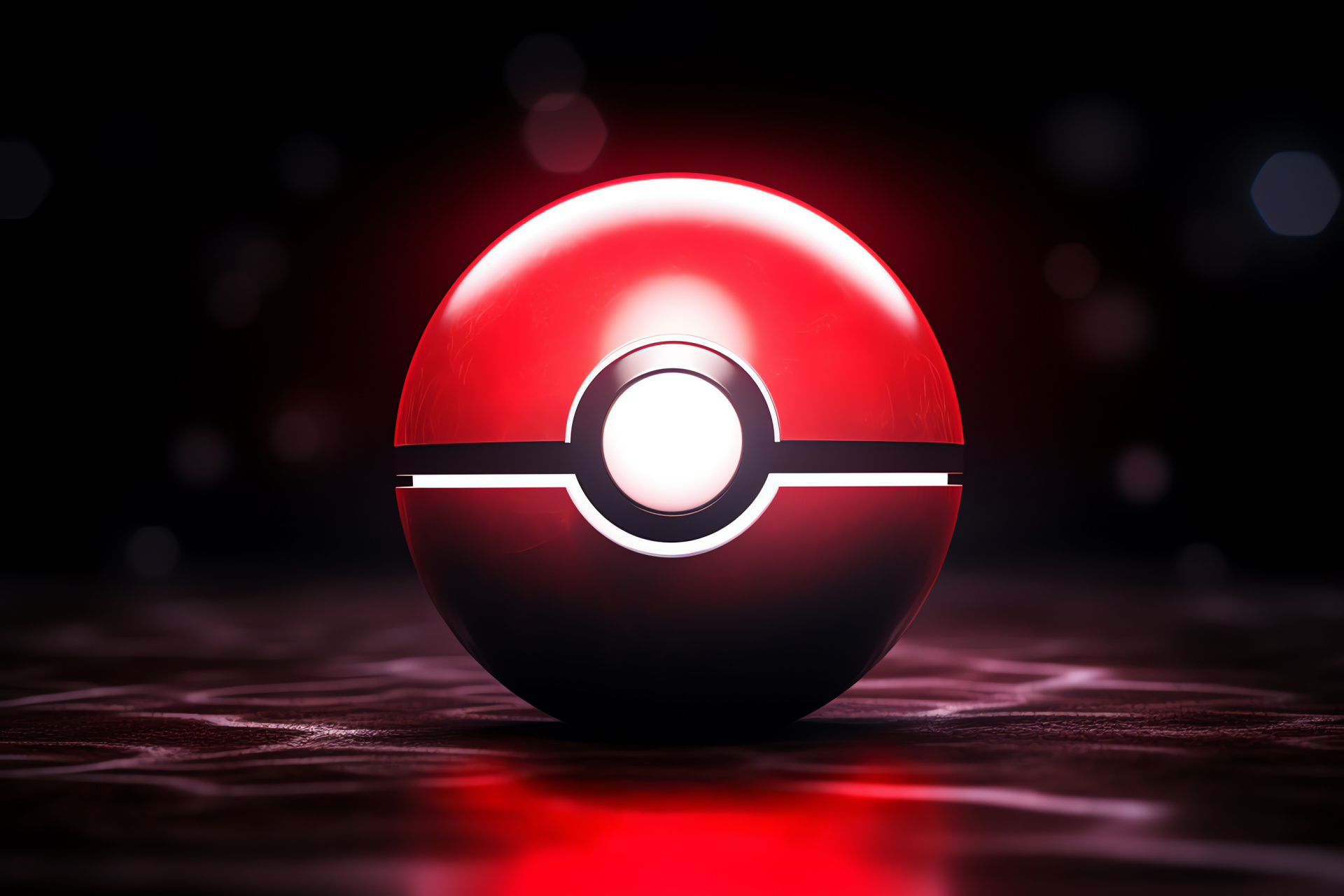 Neon-lit Pokball, Nostalgic gaming item, Pokmon capture tool, Red and white shine, Iconic game symbol, HD Desktop Image