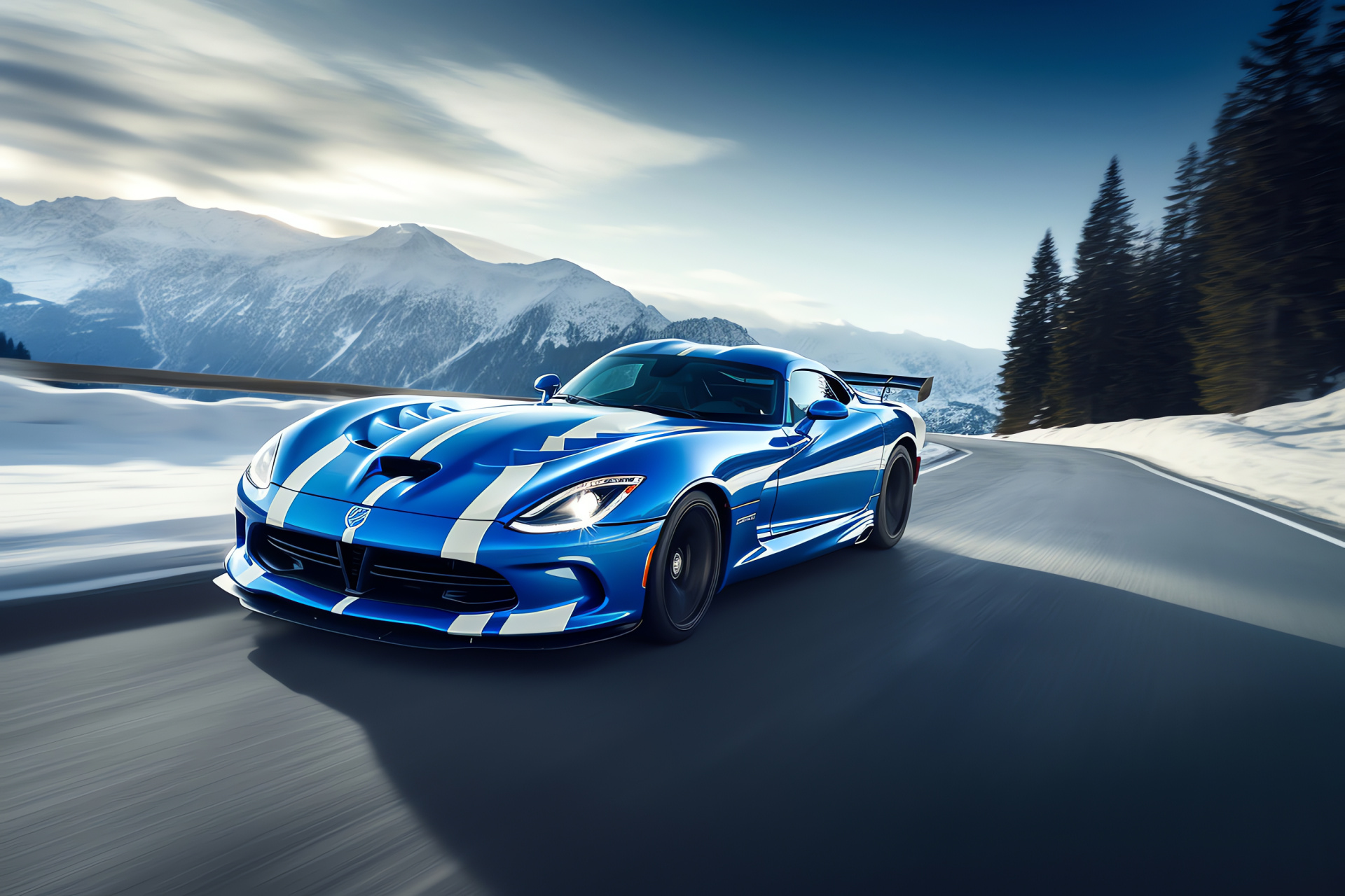 SRT Viper ACR-X, Mountain racecar, Precision handling, Motorsport challenge, Racing stripes, HD Desktop Image