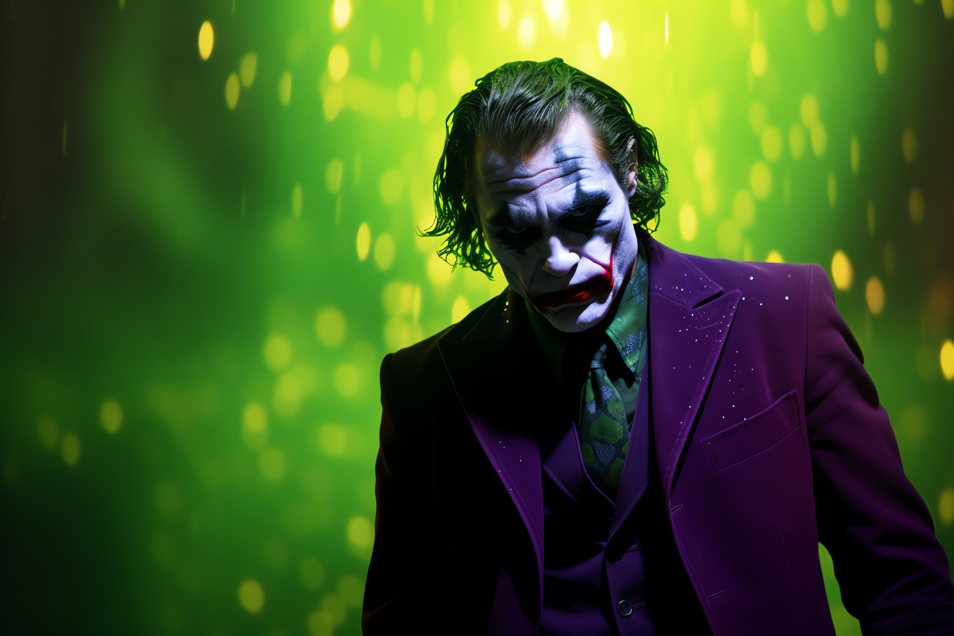 Gothams anarchist, Dark Knight's nemesis, Emerald-eyed Joker, Card trick mastery, Sinister smile, HD Desktop Image