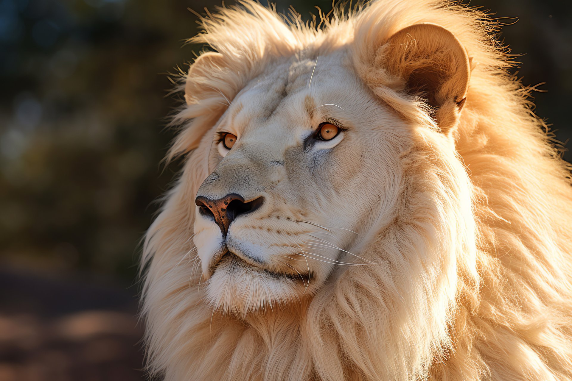 White Lion, Big cat species, Majestic mane, Wildlife, African fauna, HD Desktop Image