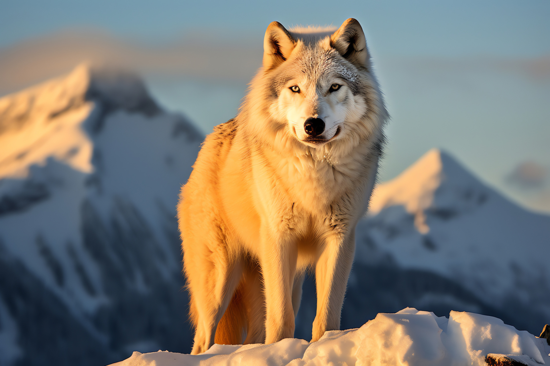 Timber Wolf, Mountain predator, Canis lupus lycaon, Woodland native, Snowy domain, HD Desktop Image