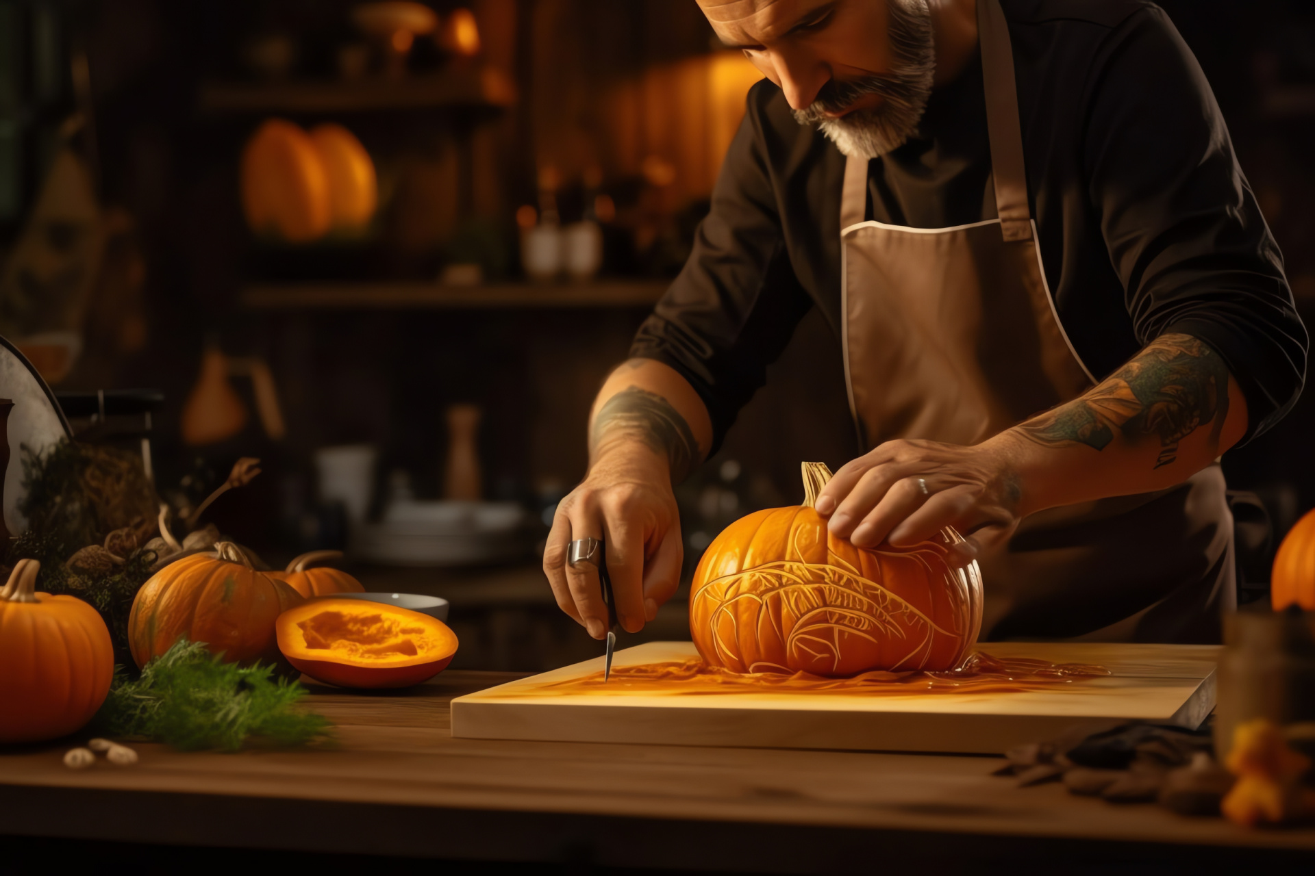 Pumpkin, Culinary arts, Festive vegetable, Gourmet preparation, Autumnal treat, HD Desktop Image