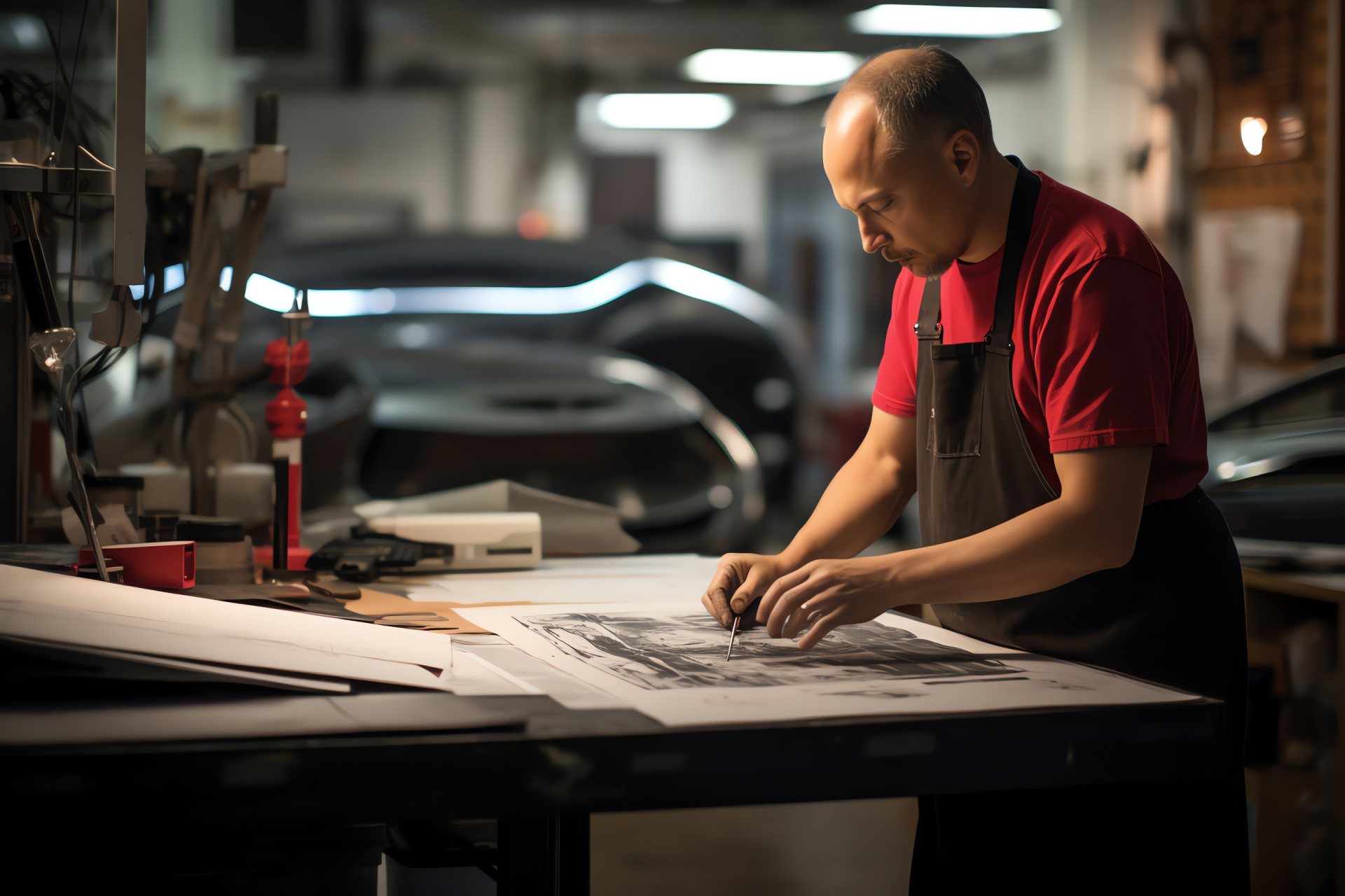 Tesla creative workspace, Model S prototype, Vehicle design process, Automotive industry, Engineering expertise, HD Desktop Wallpaper