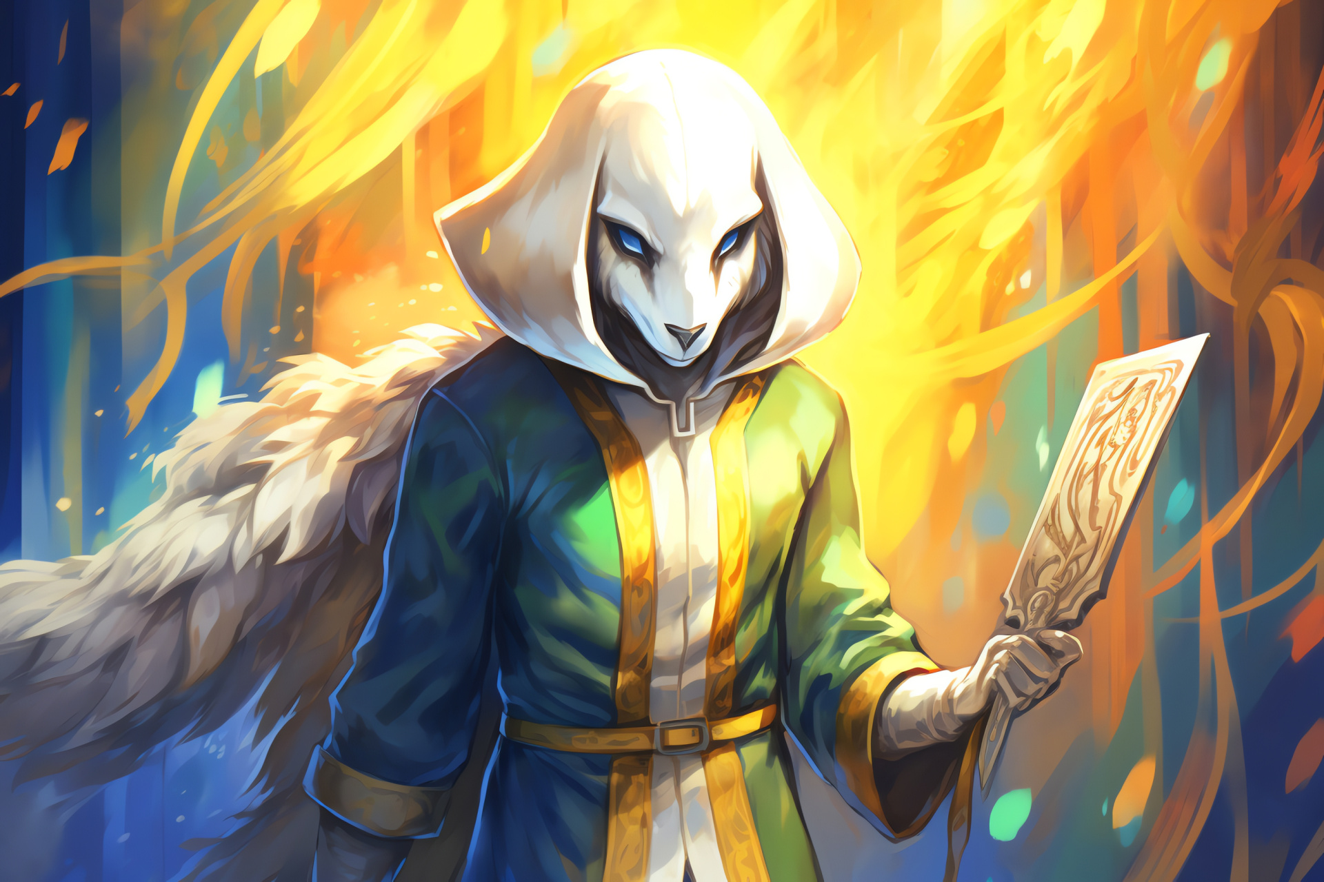 Asriel Dreemurr Undertale, Azure gaze, Resolute depiction, Ornamental amulet, Gaming narrative, HD Desktop Wallpaper