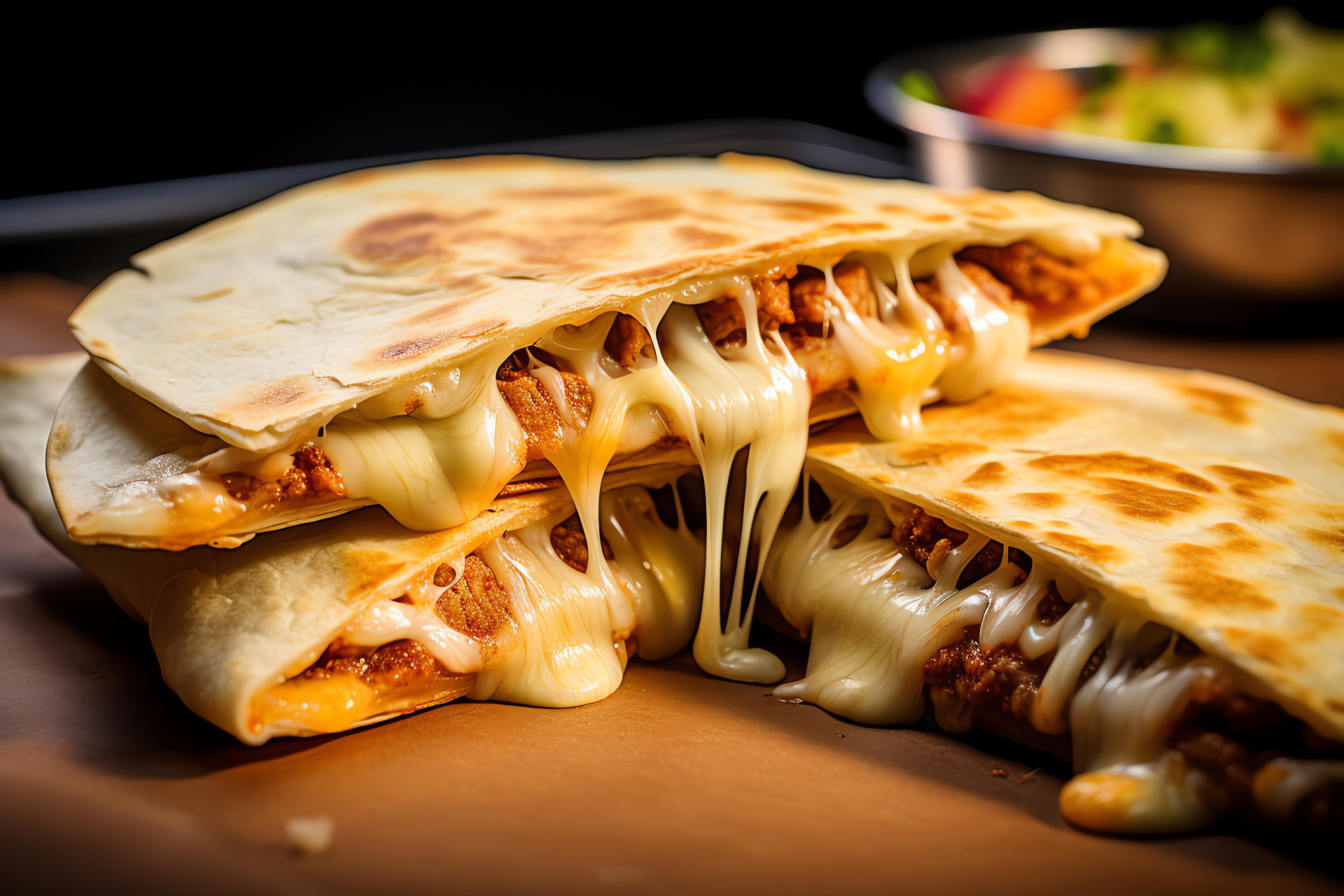 Taco Bell quesadilla, rich cheese, zesty flavors, detailed view, appetizing meal, HD Desktop Image