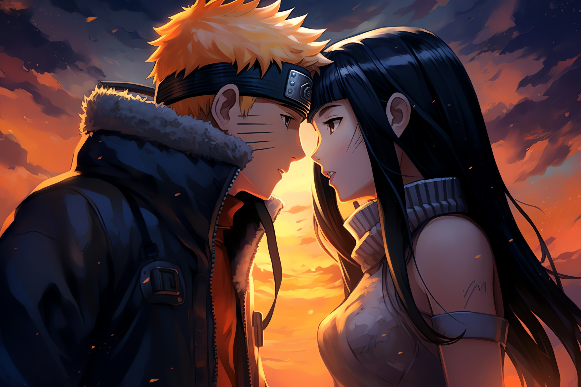 Naruto Uzumaki, Hinata Hyuga, Emotional scene, Japanese manga, Ninja storyline, HD Desktop Wallpaper