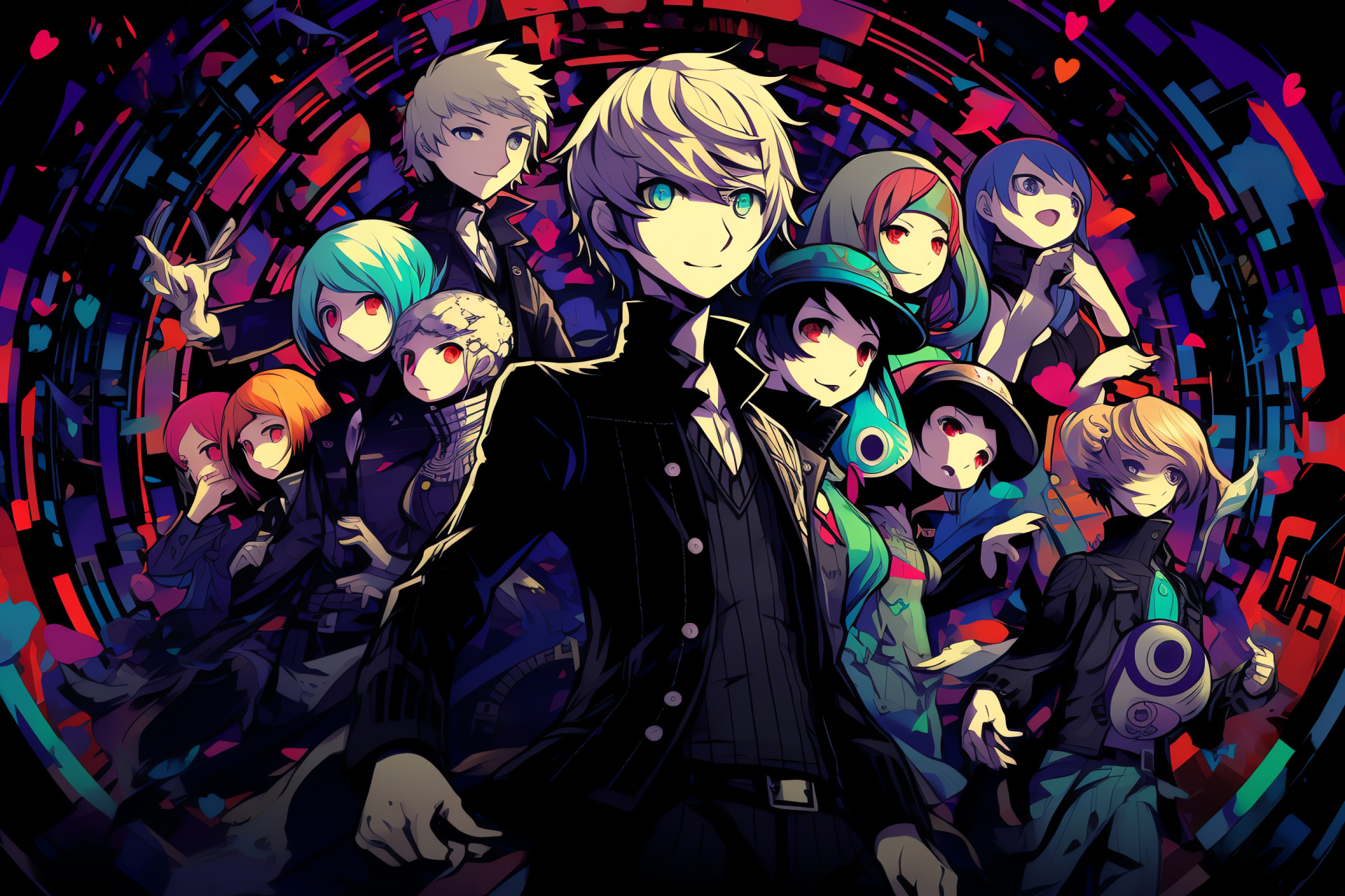 Persona Q gameplay, School life simulation, Persona characters, Japanese high school RPG, Animated avatars, HD Desktop Wallpaper