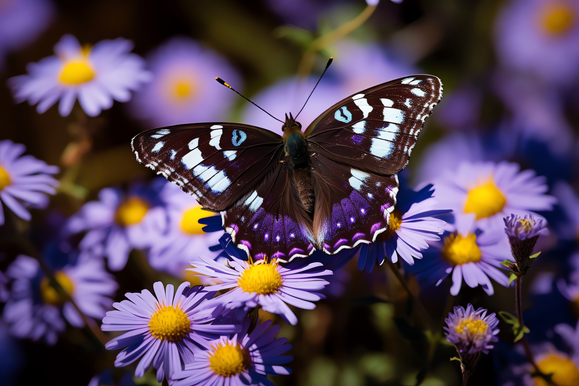 Purple Emperor habitat, floral sustenance, butterfly watcher delight, insect interactions, summer species, HD Desktop Image