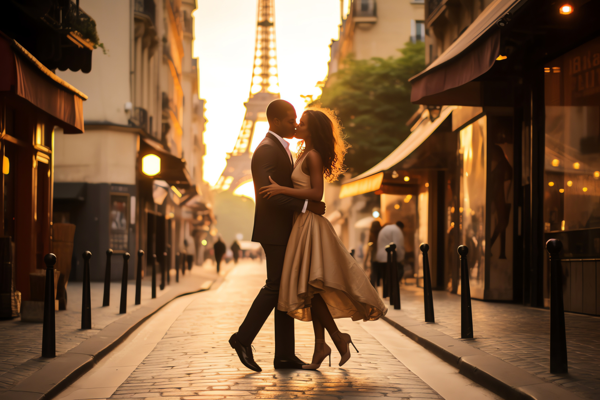 Union jubilee, Romantic twosome, French cityscape, Stoned pathways, Outdoor bistros, HD Desktop Wallpaper