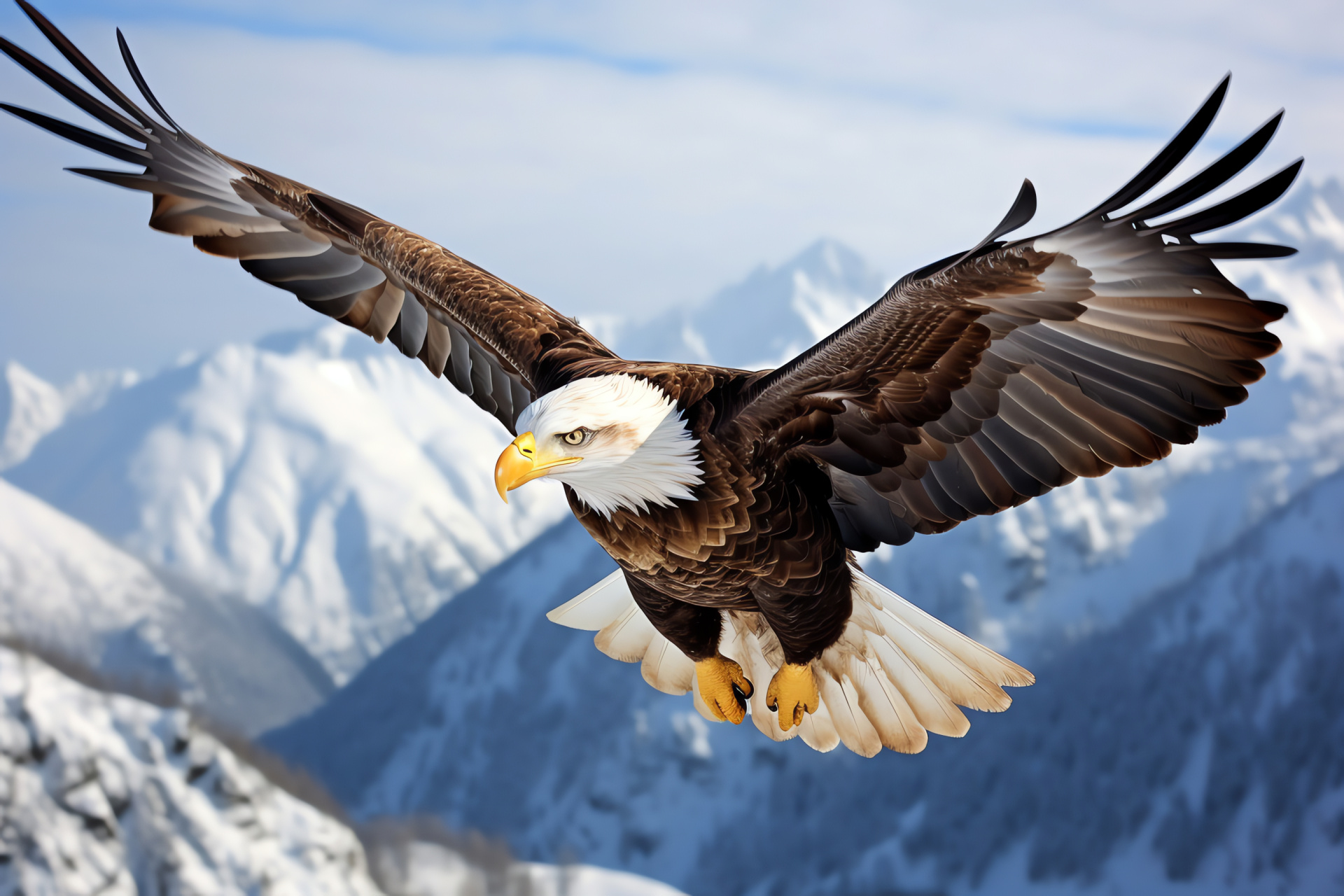 Bald eagle, sharp vision, patriotic symbol, feathered distinction, aerial majesty, HD Desktop Image