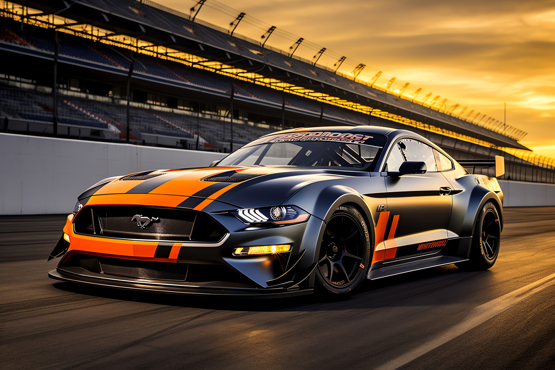 Racing Mustang GT4, Indianapolis Speedway, Motorsport event, Racing livery, Speed competition, HD Desktop Wallpaper