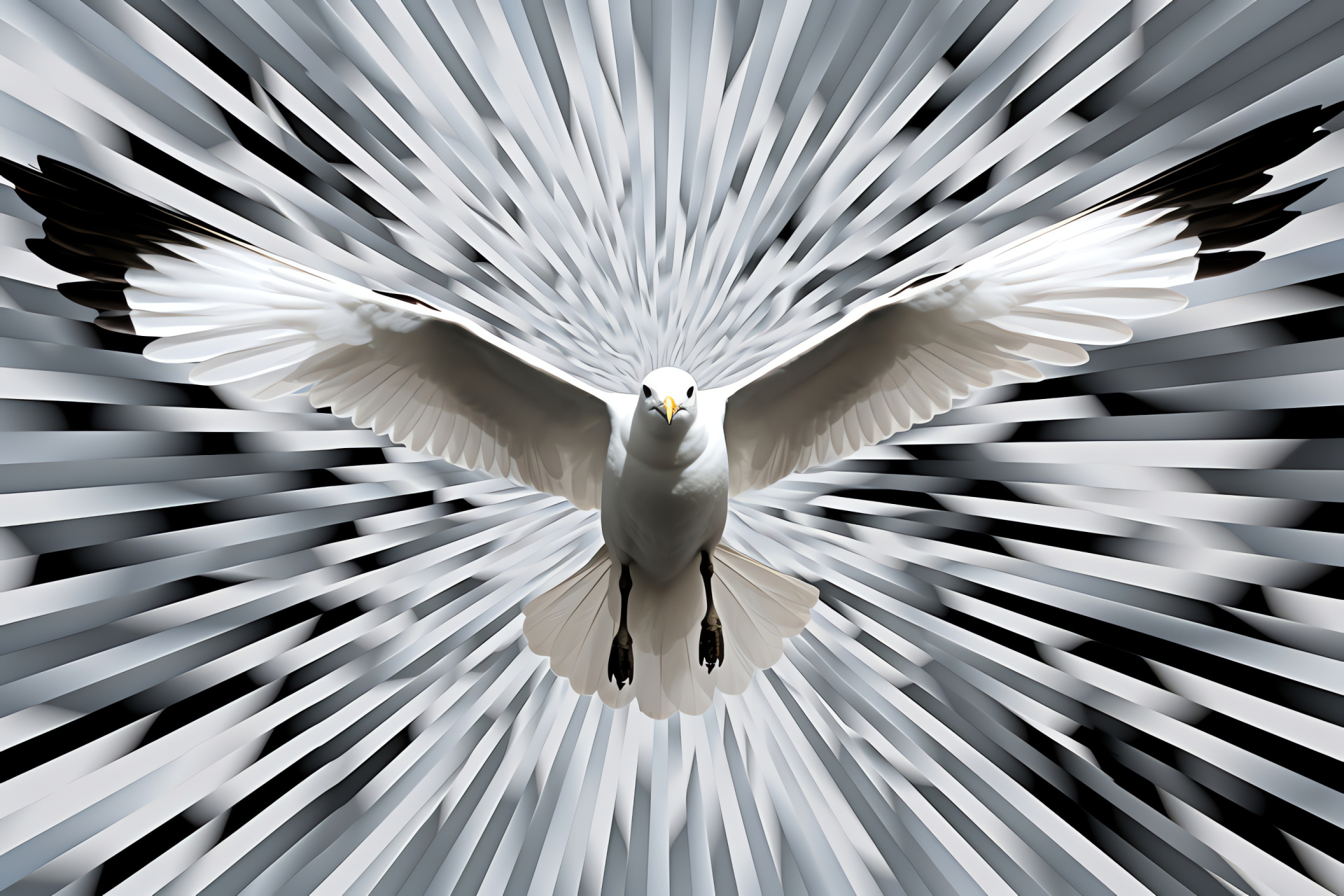 Seagull in flight, seafaring bird species, coastal avian movement, aerial freedom, sky voyager, HD Desktop Image
