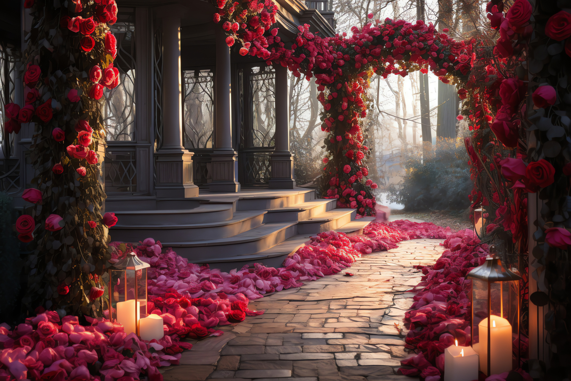 Heart's day botany, Aromatic blossoms, Garden vibrancy, Love trails, Nature's display, HD Desktop Wallpaper