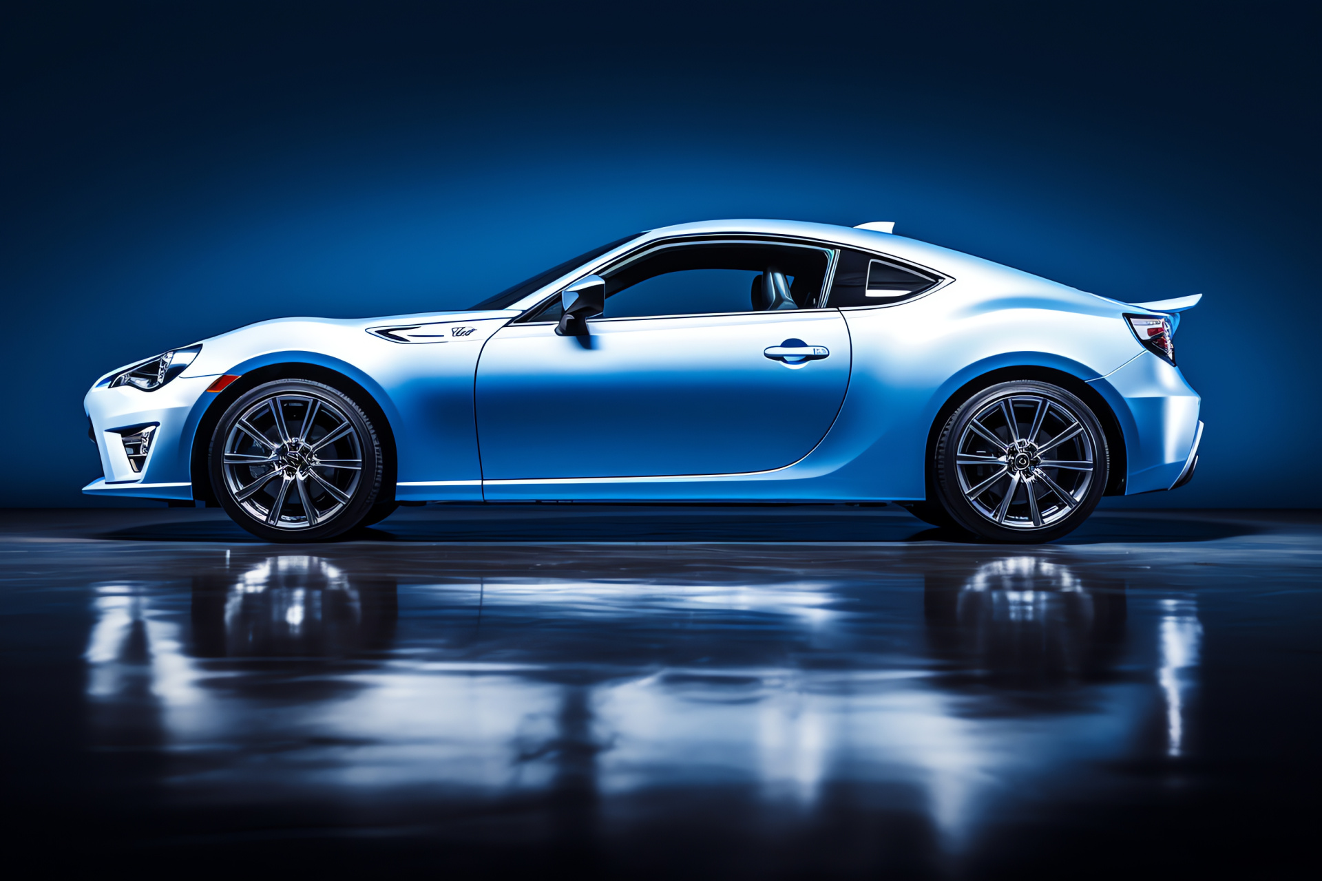 Subaru BRZ side, Sleek contours, Color block backdrop, Sports coupe elegance, Automotive grace, HD Desktop Image