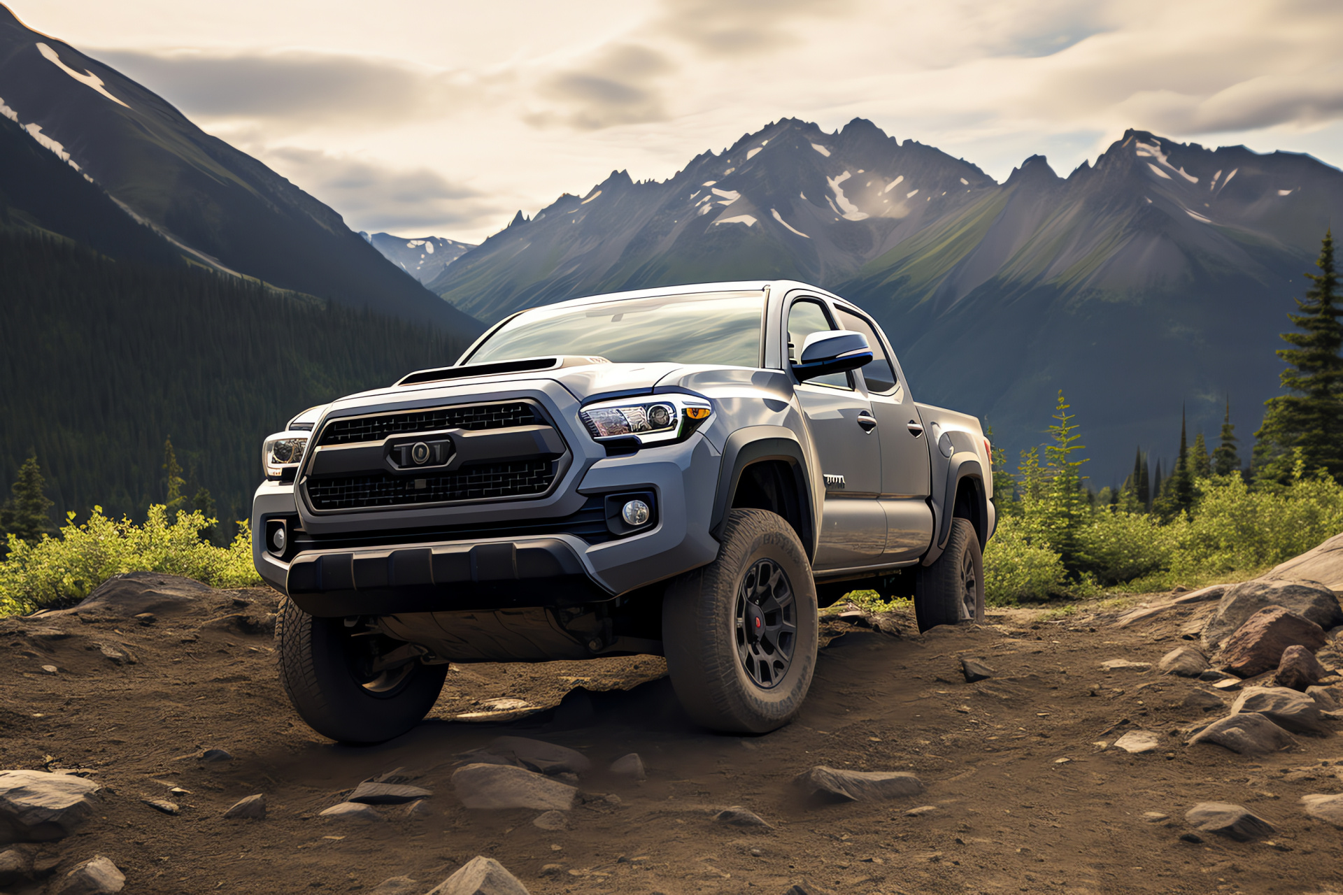 Toyota TRD Tacoma Sport, Mountain off-road prowess, Rugged suspension technology, Outdoor exploration, Challenging terrain, HD Desktop Image