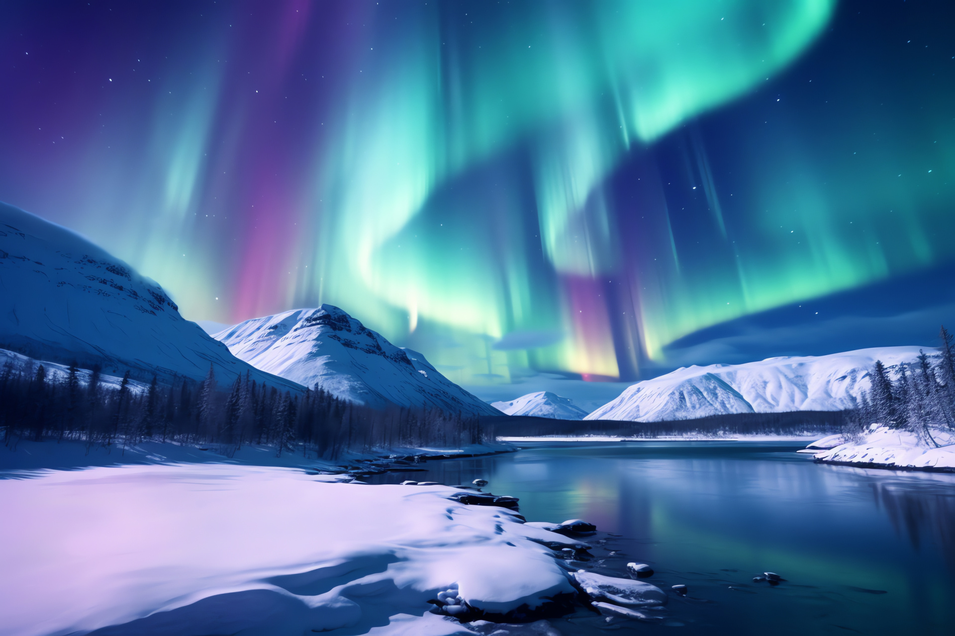 Aurora Borealis, Polar skies phenomenon, Arctic Circle, Luminous night, Phenomenal display, HD Desktop Image