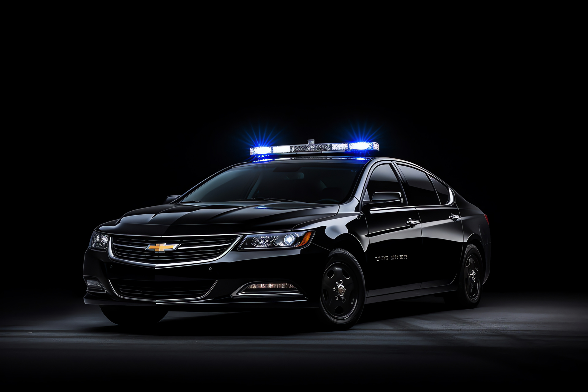 Police Car, law enforcement Chevrolet, urban duty, sleek bodywork, monochromatic theme, HD Desktop Image