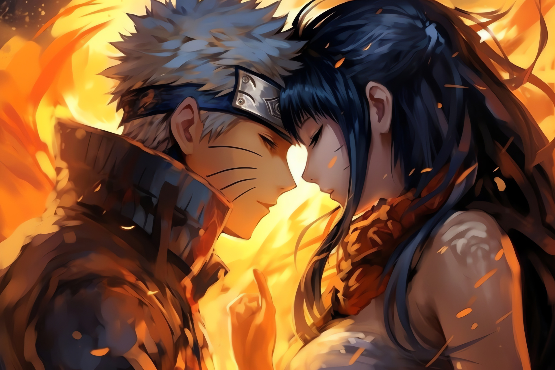 Naruto and Hinata, Anime partnership, Epic battle stance, Ninja strategy, Manga climax, HD Desktop Wallpaper