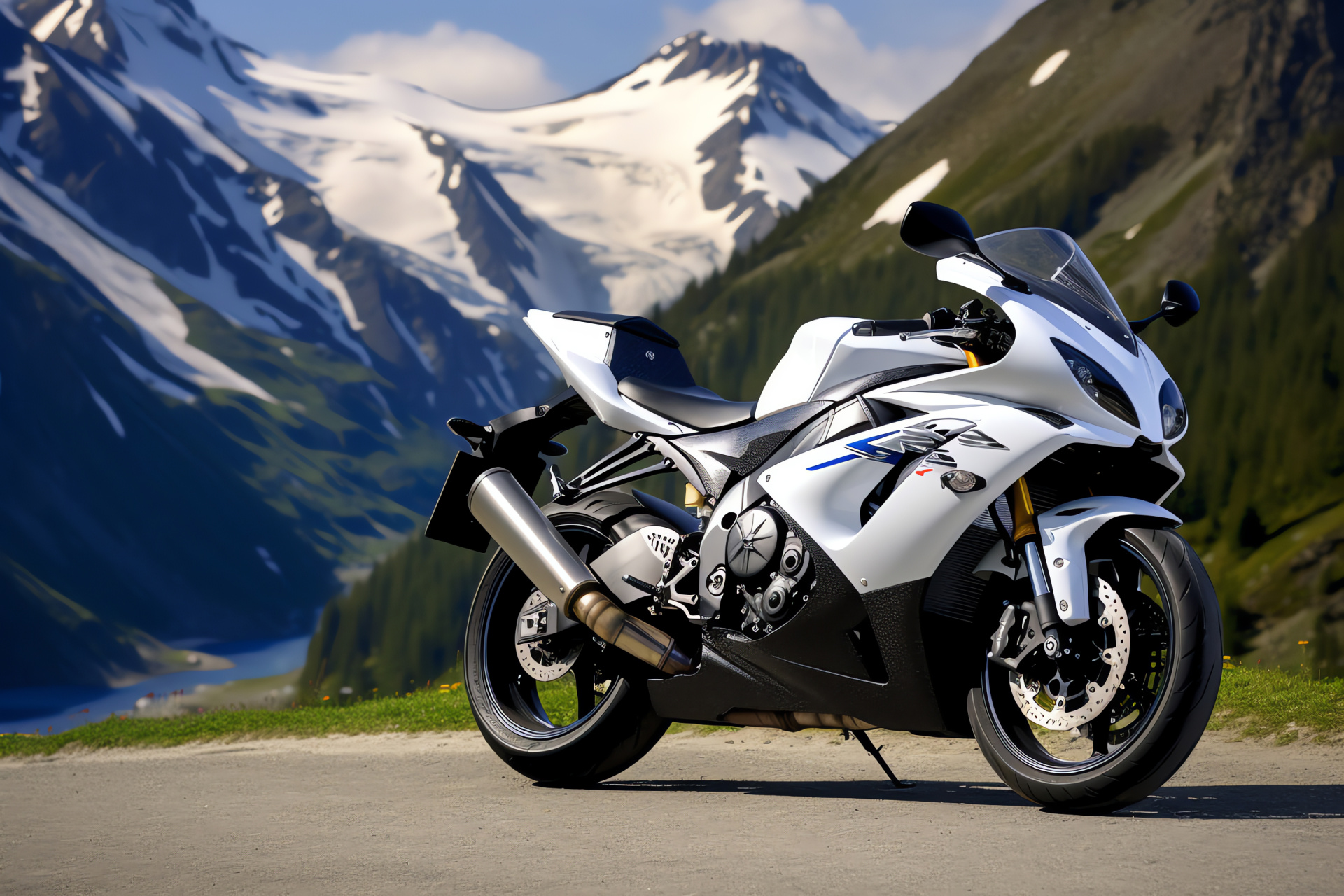 Suzuki GSXR 750, French Alps tour, Precision engineering, Sportbike aesthetics, Alpine mountain roads, HD Desktop Wallpaper