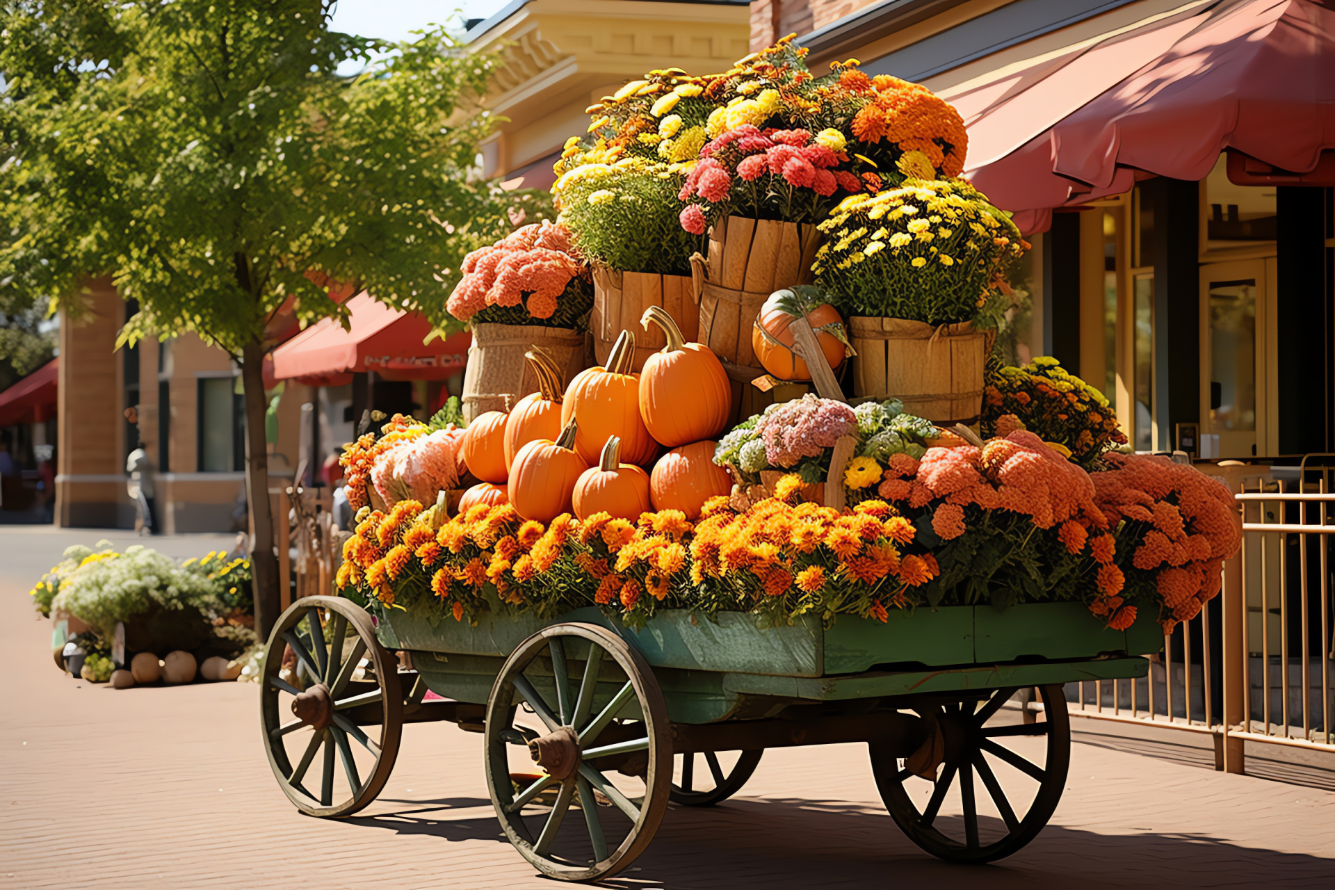 Autumn festivities, Traditional fair, Harvest sculptures, Community contests, Seasonal joy, HD Desktop Image