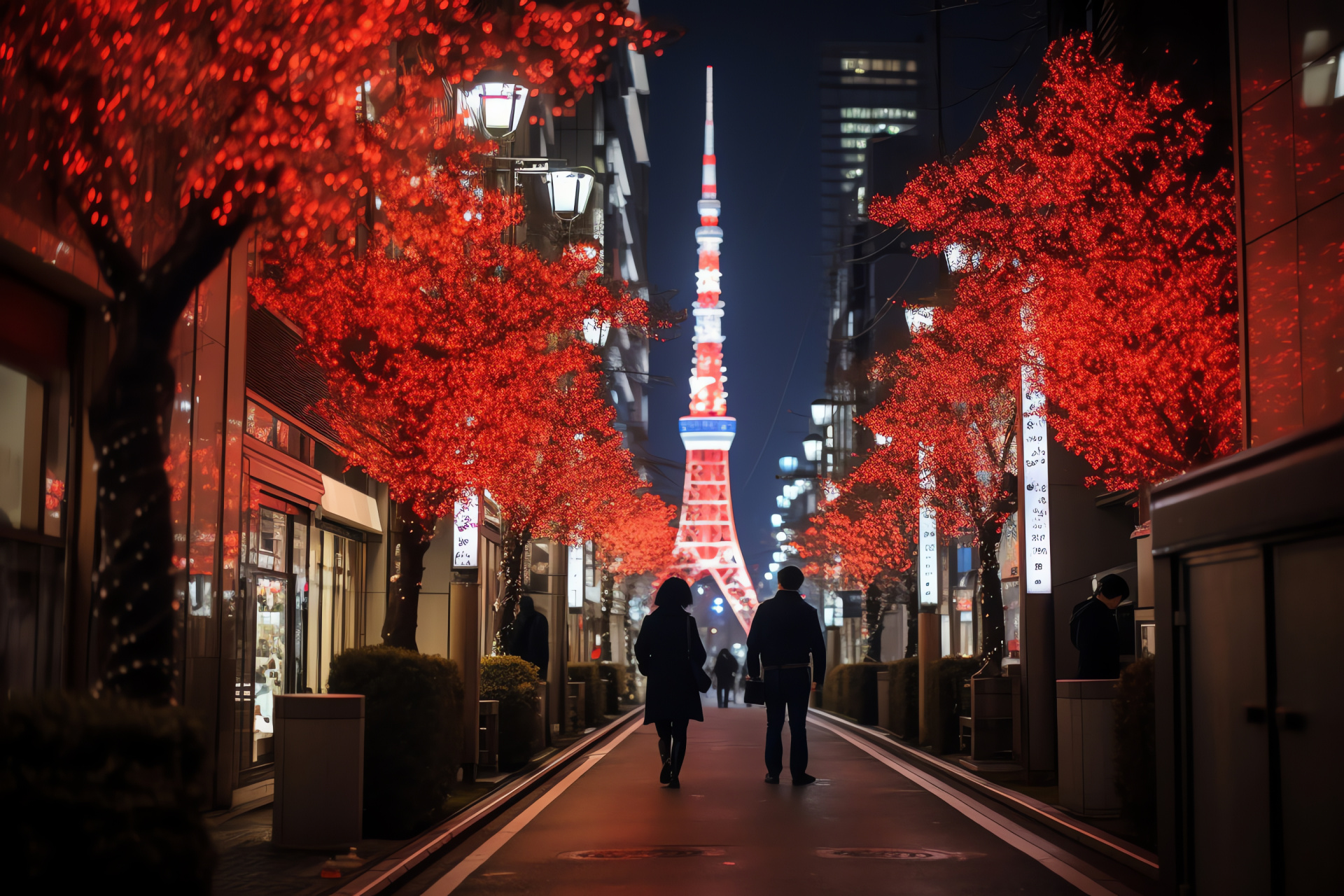 Metropolitan holiday, Tokyo Christmas, Illuminated tower, Festive commerce, Seasonal sakura, HD Desktop Wallpaper