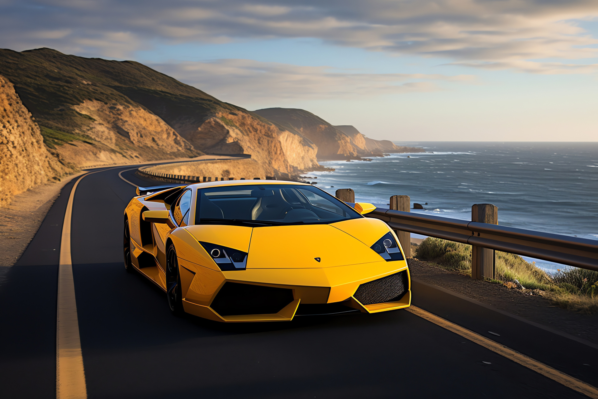 Lamborghini SuperVeloce, Great Ocean Road, Twelve Apostles view, Eucalyptus forests, Coastal journey, HD Desktop Image