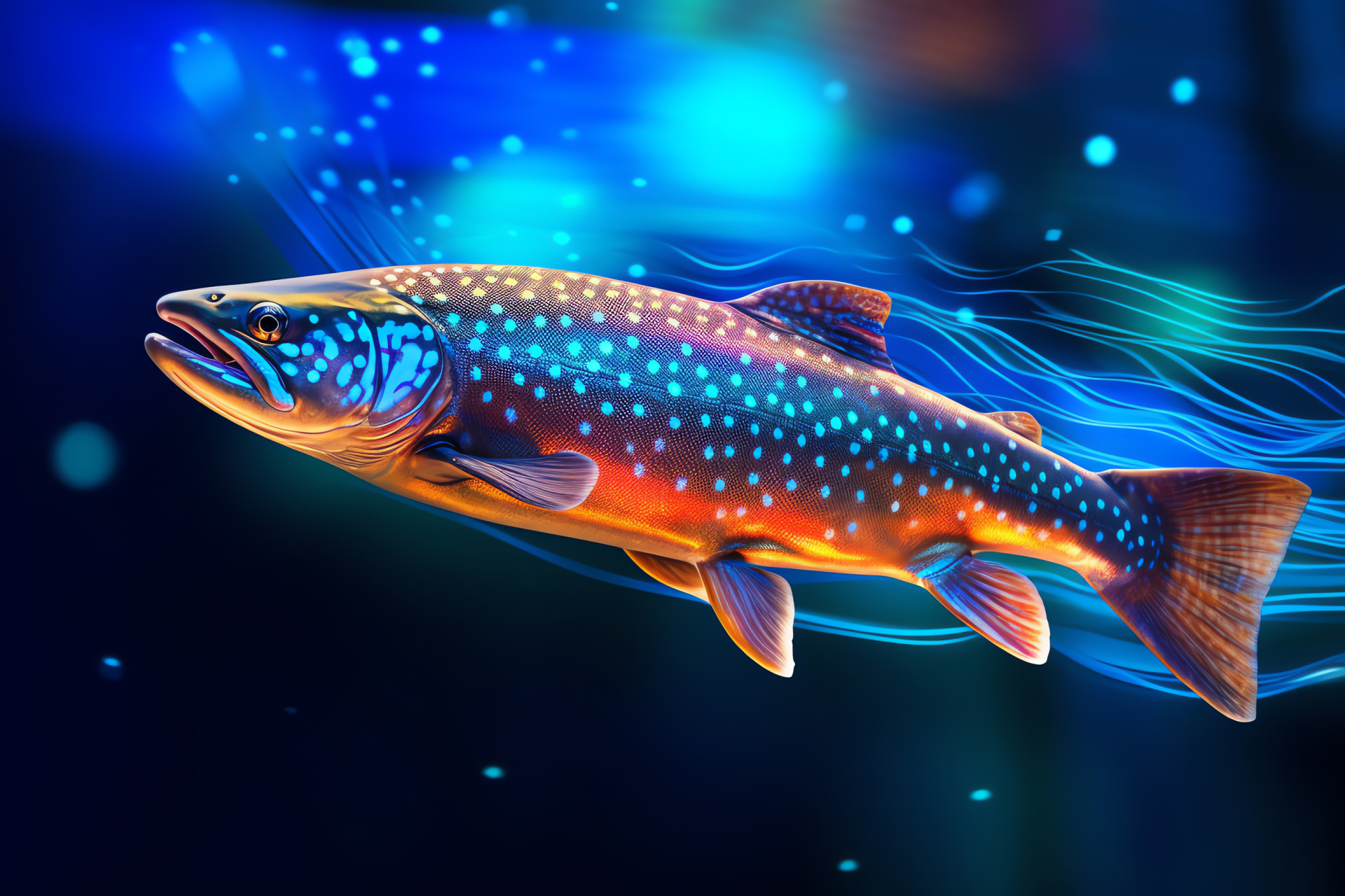 Trout, clear waters, fish silhouette, aquatic motion, stream dweller, HD Desktop Image