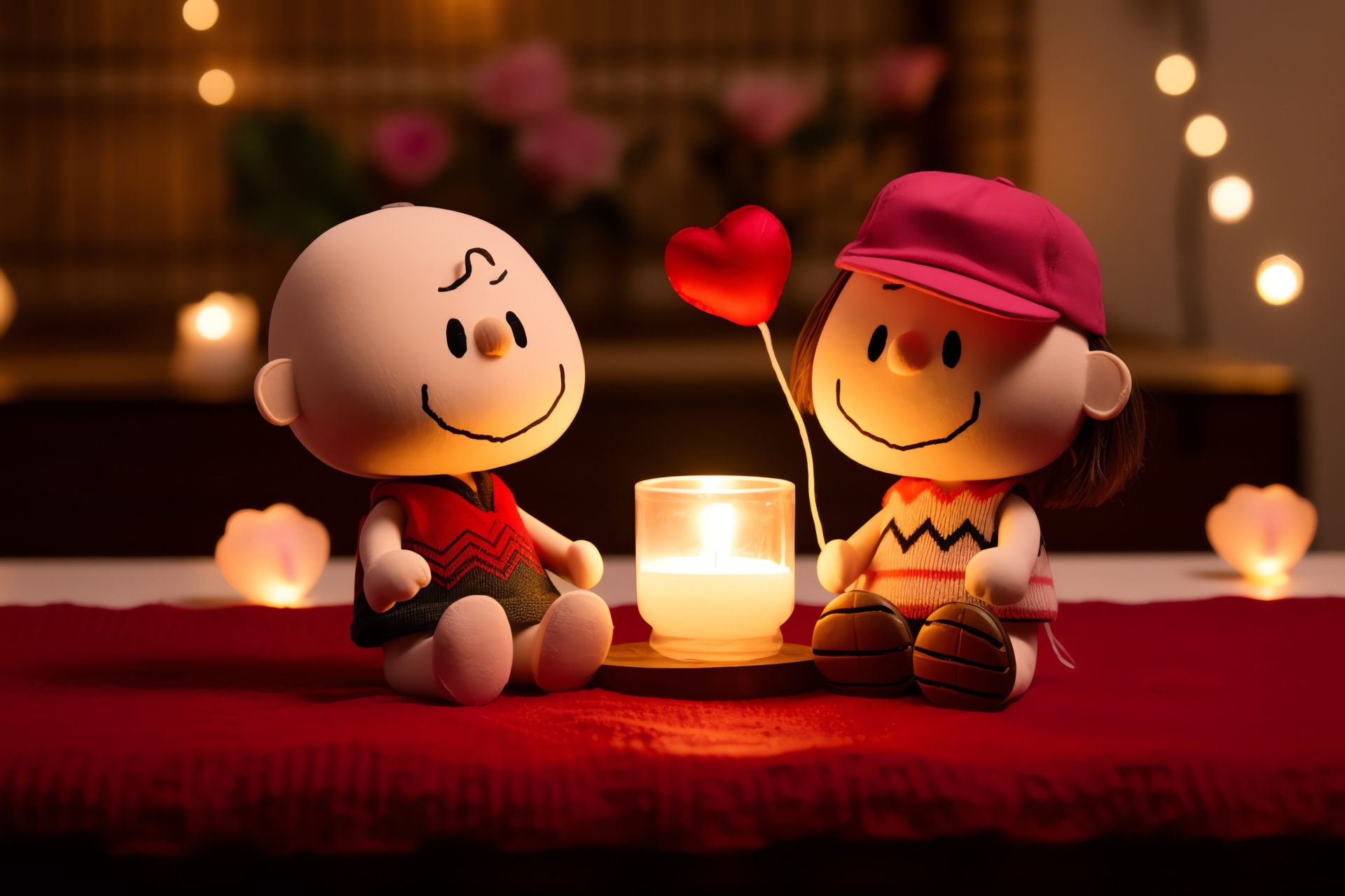 Peanuts Valentines, Cartoon love, Snoopy romance, Heart embellishments, Amorous glow, HD Desktop Image