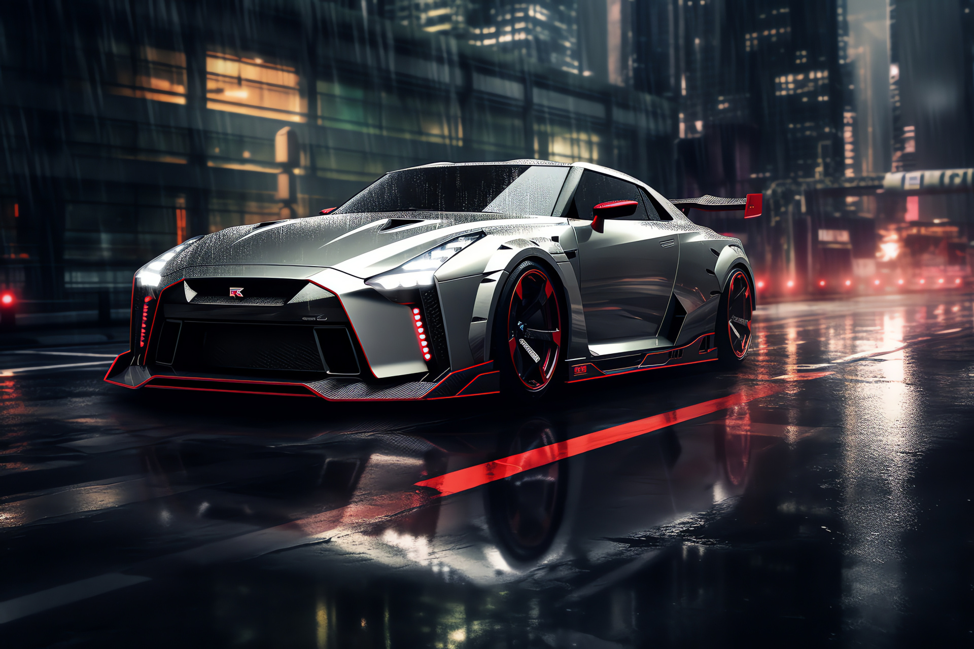 Nissan GT-R Nismo, Japanese Engineering, Tokyo Nightlife, Urban Performance, Streamlined Silhouette, HD Desktop Image