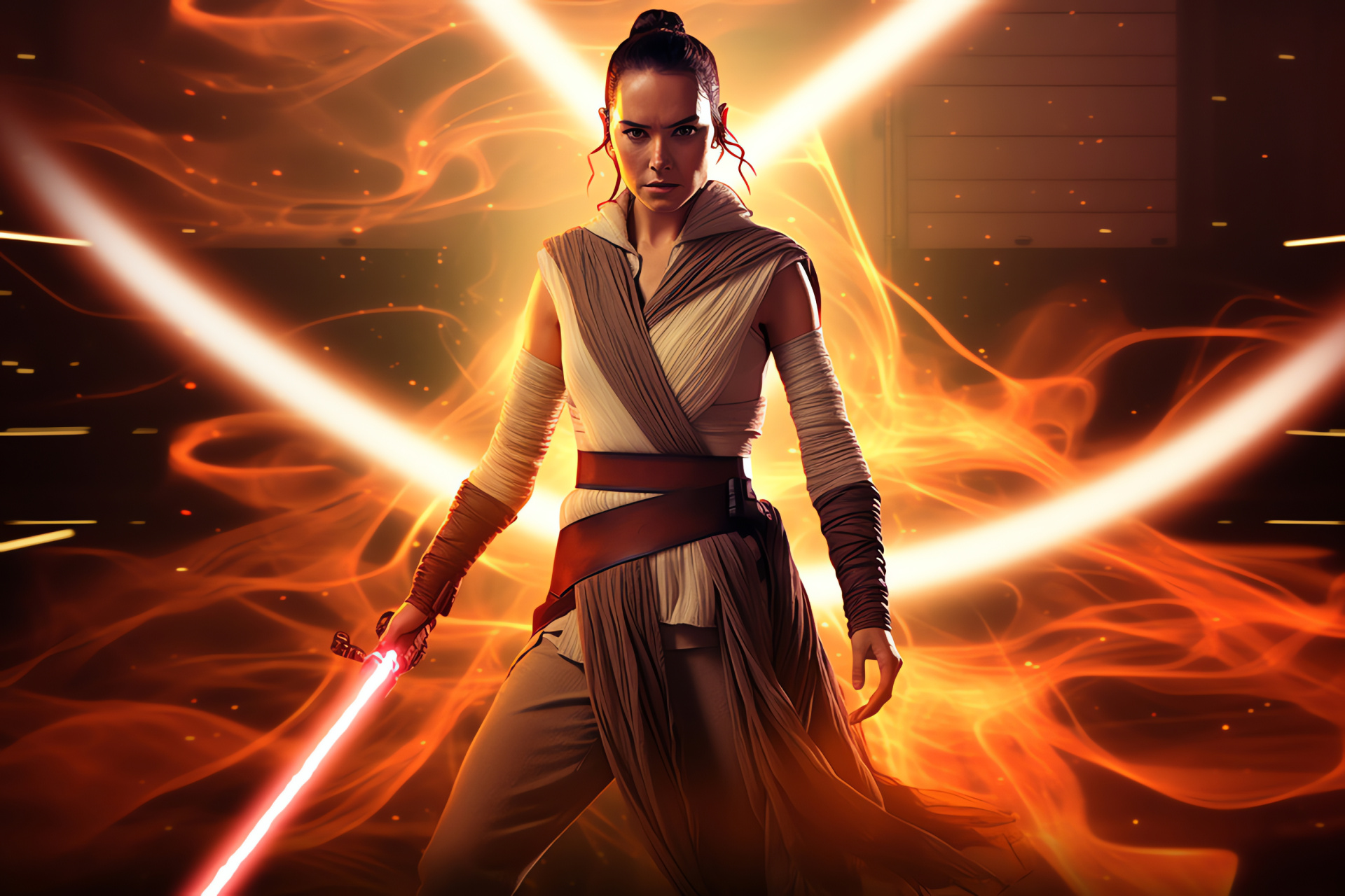 Galactic heroine Rey, Determined survivor, Desert scavenger, Sci-fi rebel, Star Wars role, HD Desktop Image