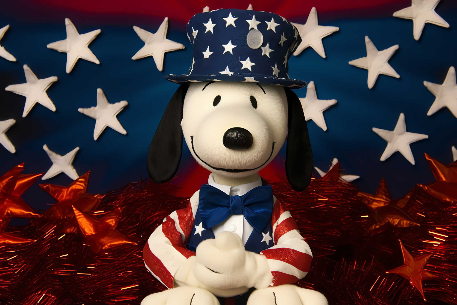 Snoopy as American symbol, Patriotic celebration, National holiday, Celestial bodies, Flag design, HD Desktop Image