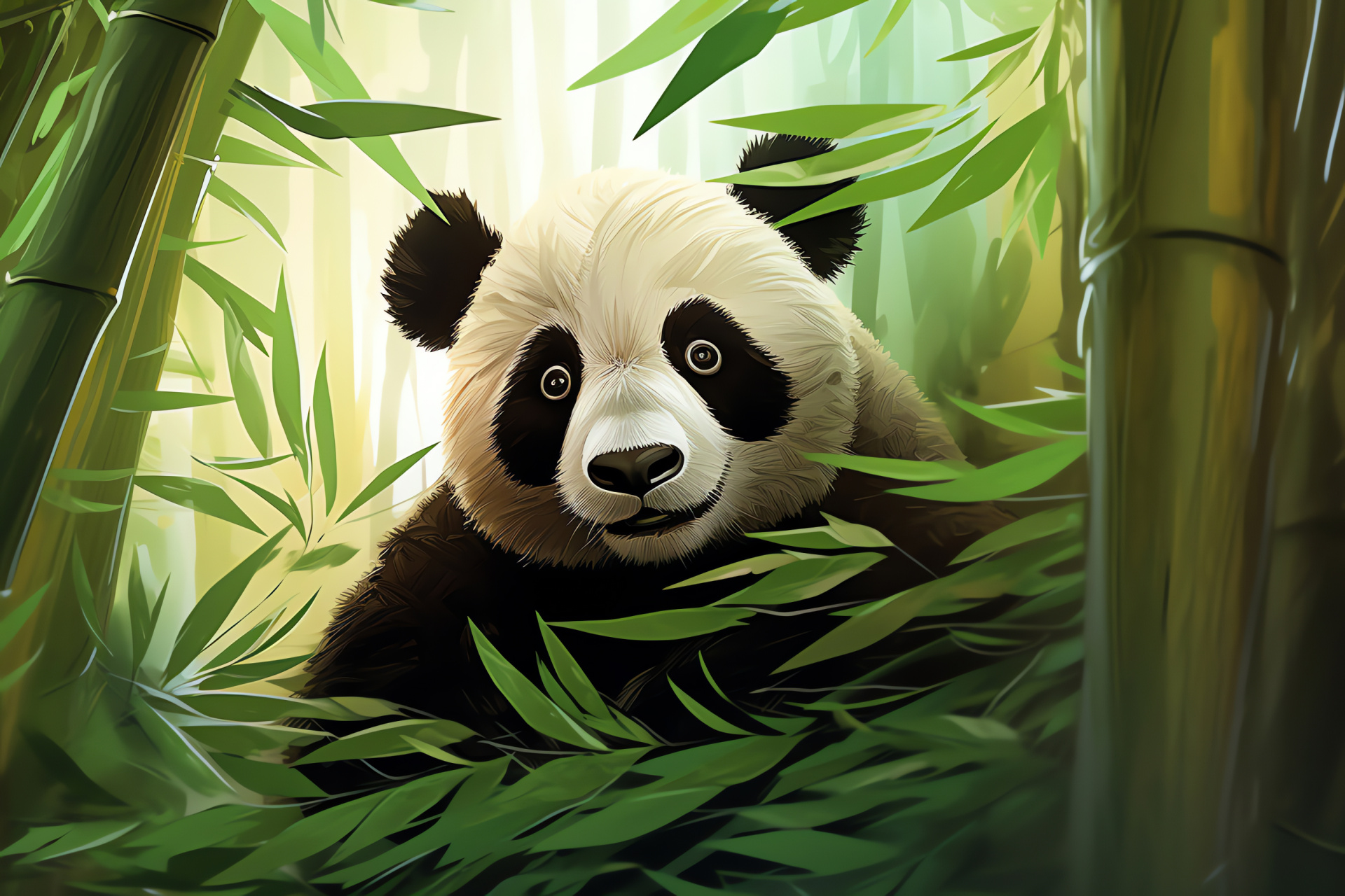 Giant Panda, bear species, Sichuan Province, endangered animal, tranquil environment, HD Desktop Wallpaper